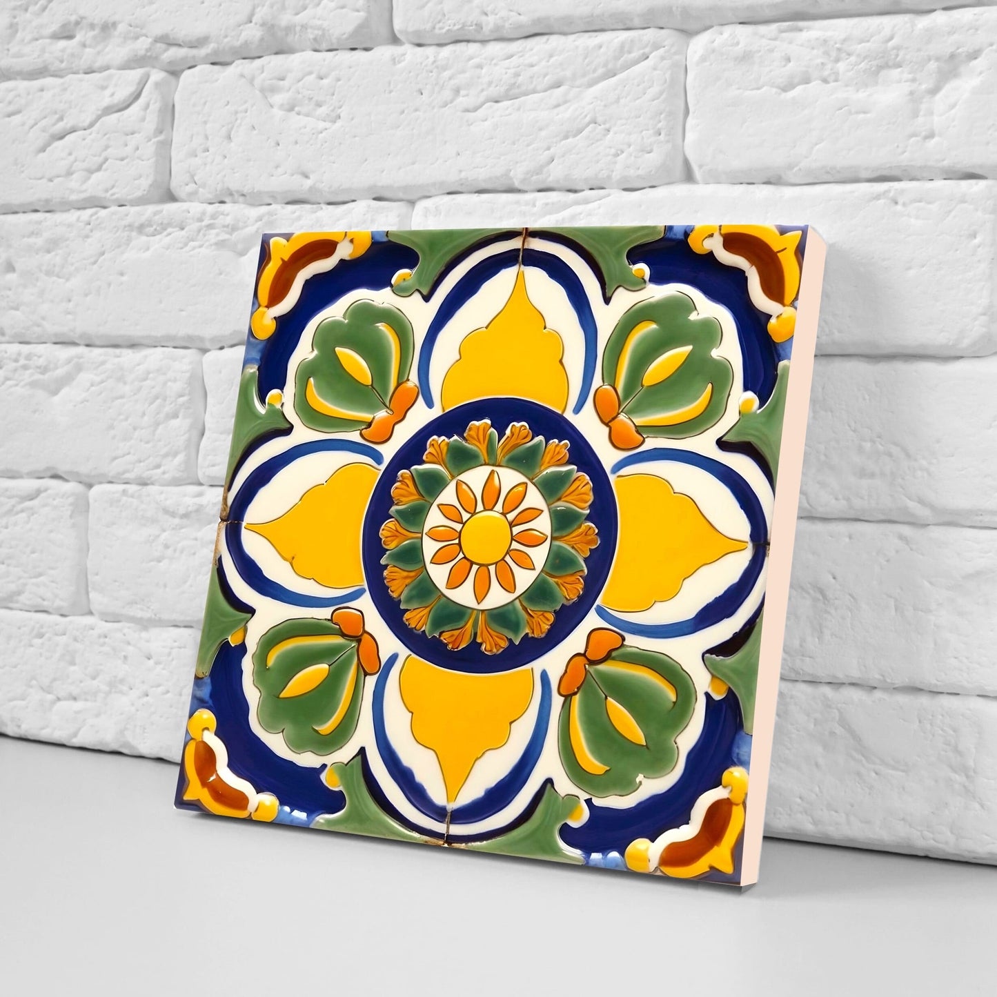Italian Majolica Tiles - Set of 2 Sicilian Wall Decor Tiles - Kitchen Backsplash Tiles, Table Decorative Tiles, Bathroom Tiles, Coaster