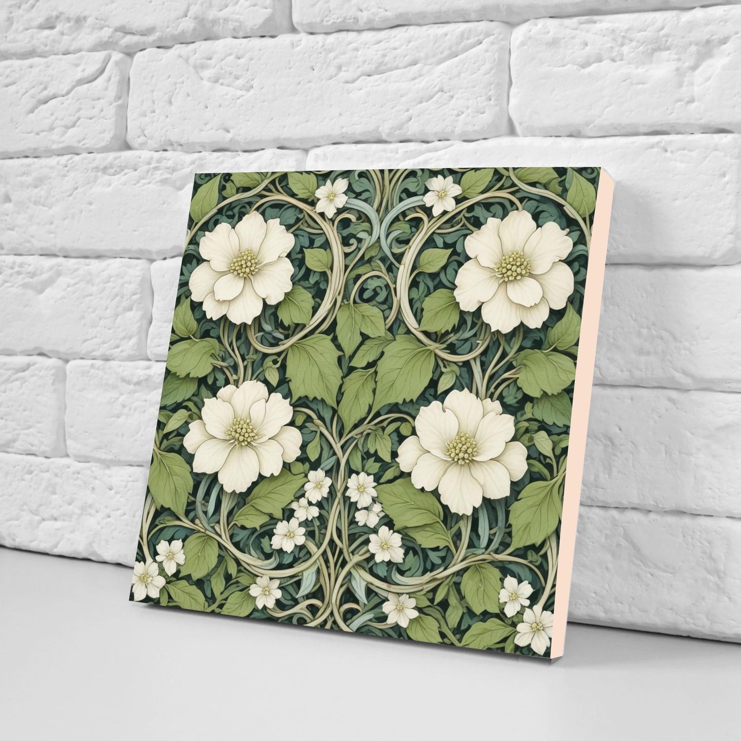Art Nouveau Flower Ceramic tiles - Set of 2 Art Nouveau Wall Decor Tiles - Kitchen Backsplash Tiles, Table Decorative Tiles, Bathroom Tiles