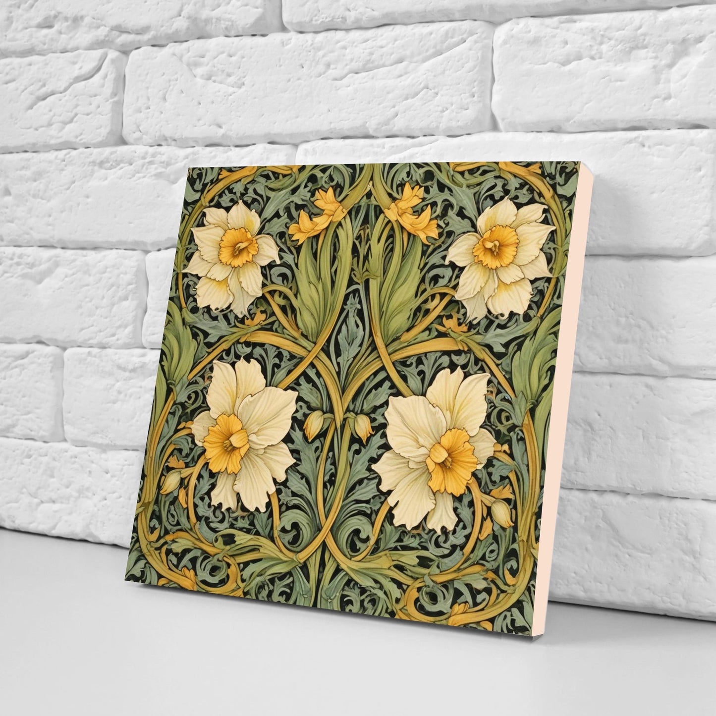 Art Nouveau Flower Ceramic tiles - Set of 2 Art Nouveau Wall Decor Tiles - Kitchen Backsplash Tiles, Table Decorative Tiles, Bathroom Tiles