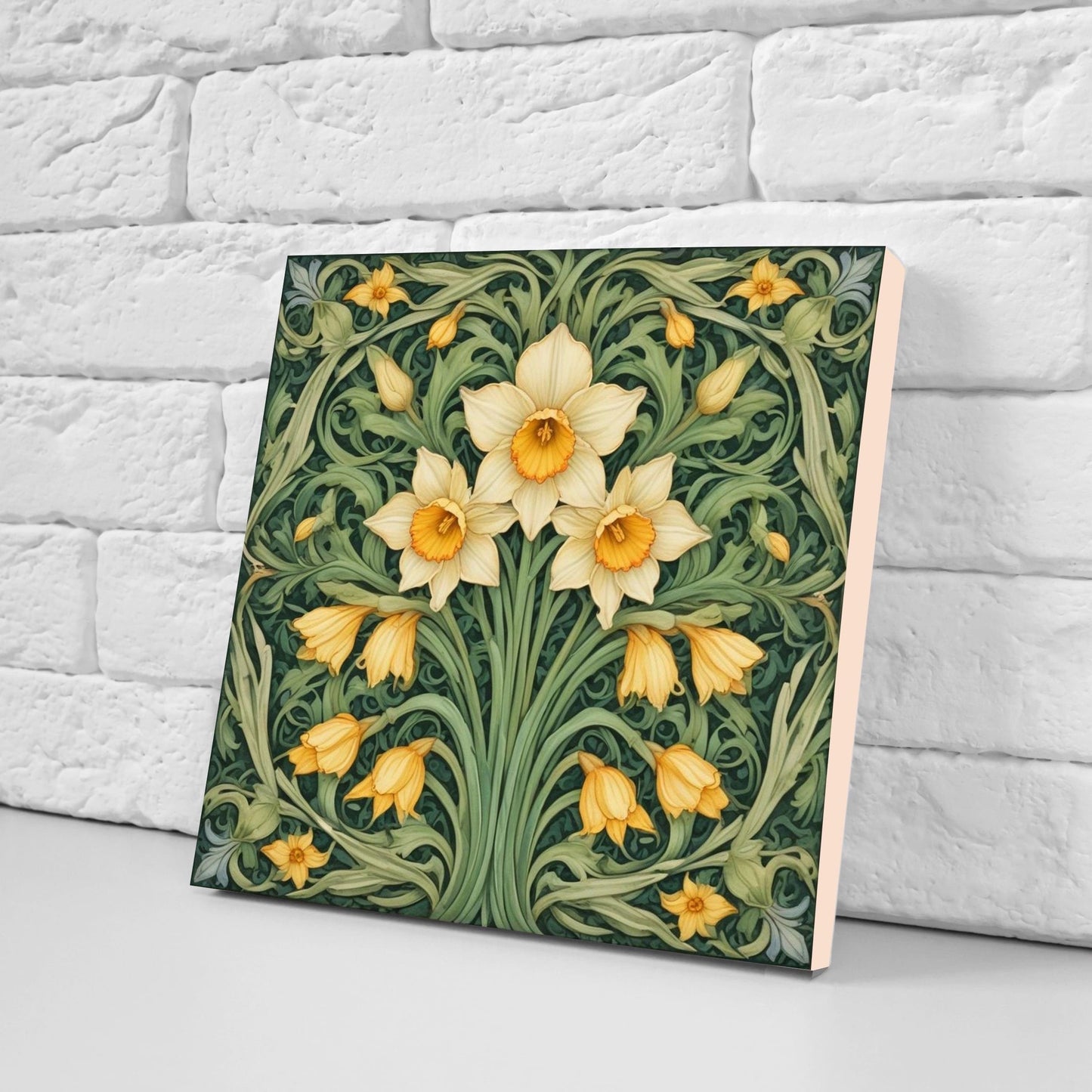 Art Nouveau Flower Ceramic tiles - Set of 2 Art Nouveau Wall Decor Tiles - Kitchen Backsplash Tiles, Table Decorative Tiles, Bathroom Tiles