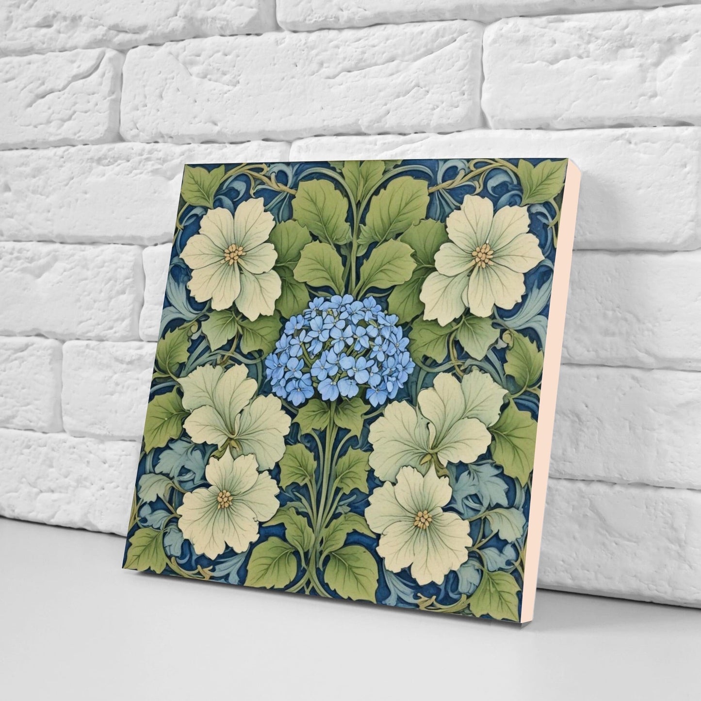 Art Nouveau Flower Ceramic tiles - Set of 2 Art Nouveau Wall Decor Tiles - Kitchen Backsplash Tiles, Table Decorative Tiles, Bathroom Tiles