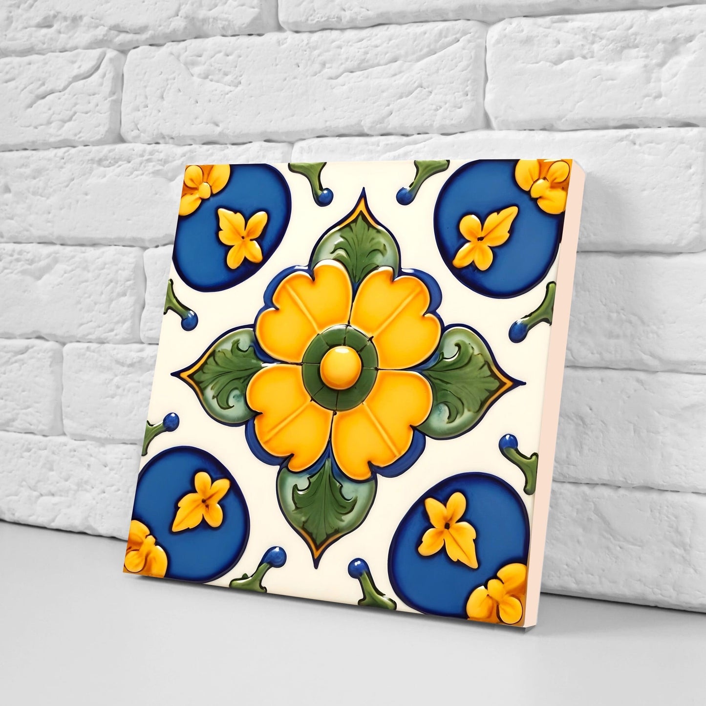 Italian Majolica Tiles - Set of 2 Sicilian Wall Decor Tiles - Kitchen Backsplash Tiles, Table Decorative Tiles, Bathroom Tiles, Coaster
