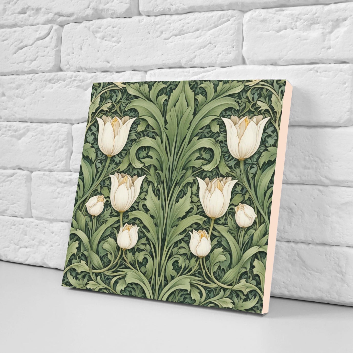 Art Nouveau Flower Ceramic Tiles - Set of 2 Art Nouveau Wall Decor Tiles - Kitchen Backsplash Tiles, Table Decorative Tiles, Bathroom Tiles