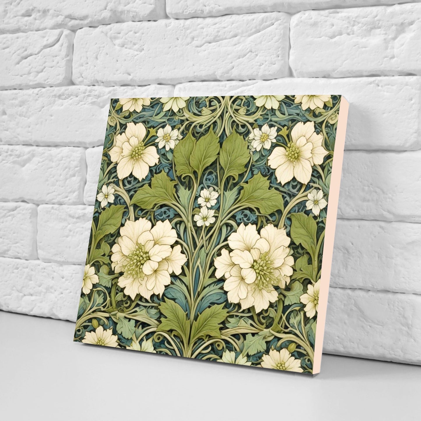 Art Nouveau Flower Ceramic tiles - Set of 2 Art Nouveau Wall Decor Tiles - Kitchen Backsplash Tiles, Table Decorative Tiles, Bathroom Tiles