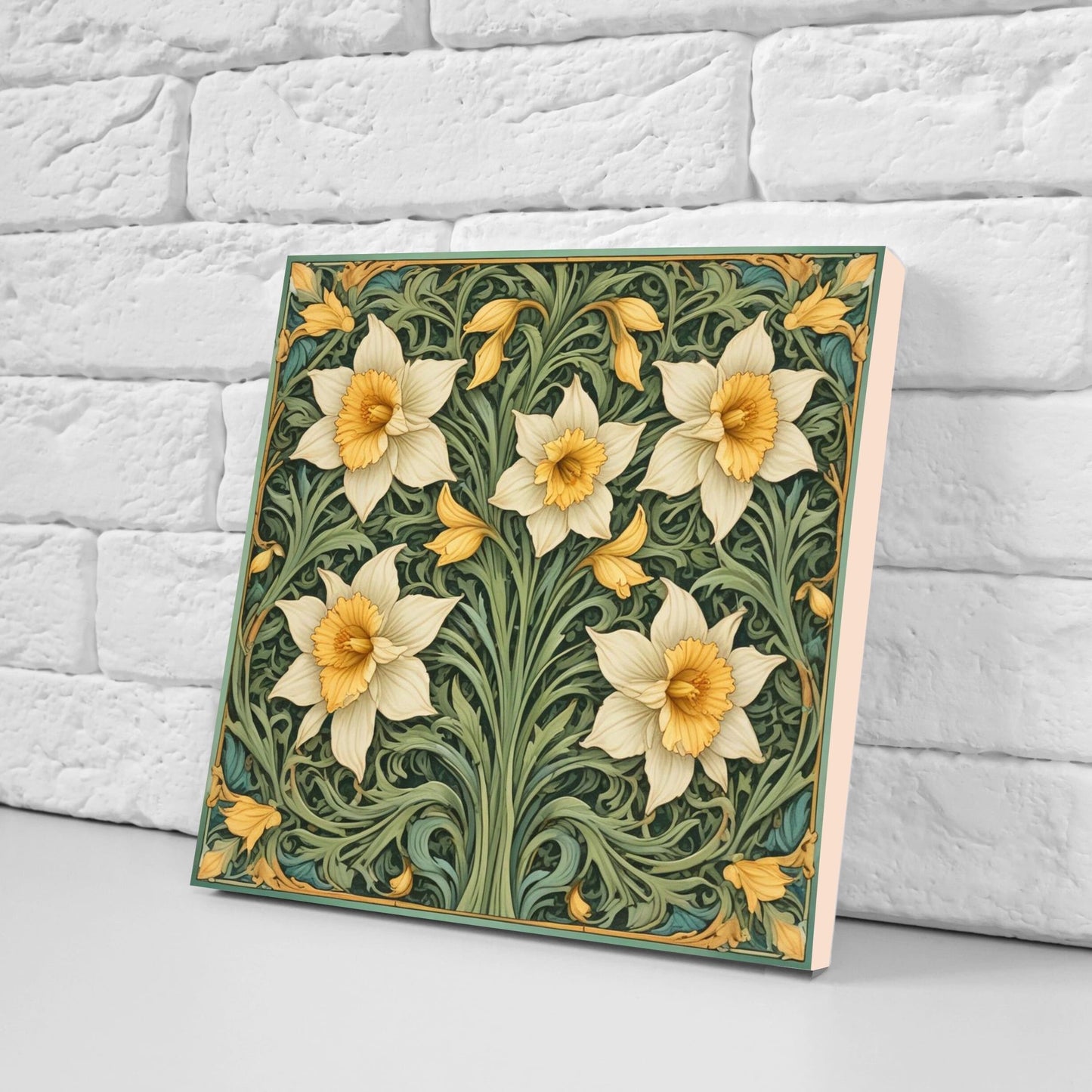 Art Nouveau Flower Ceramic tiles - Set of 2 Art Nouveau Wall Decor Tiles - Kitchen Backsplash Tiles, Table Decorative Tiles, Bathroom Tiles