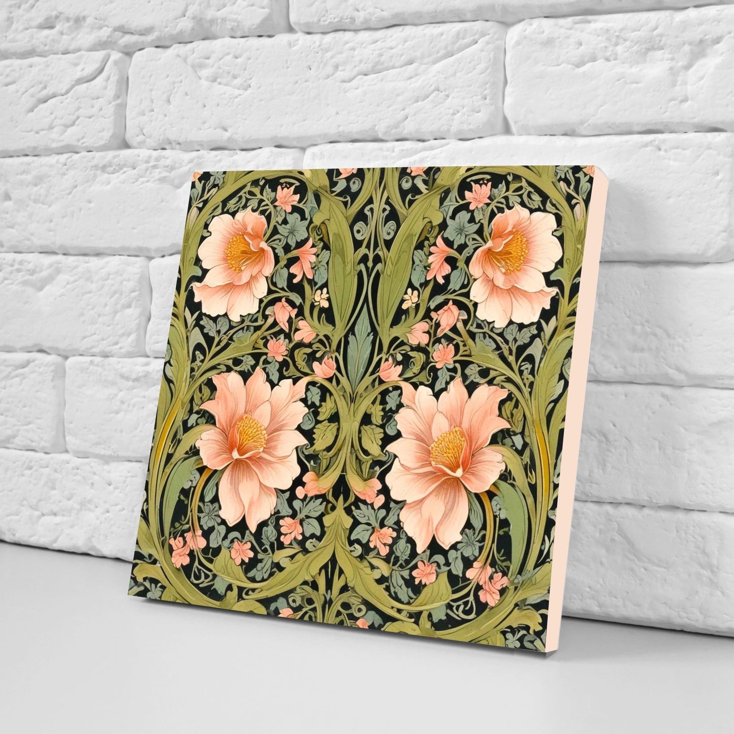 Art Nouveau Flower Ceramic tiles - Set of 2 Art Nouveau Wall Decor Tiles - Kitchen Backsplash Tiles, Table Decorative Tiles, Bathroom Tiles
