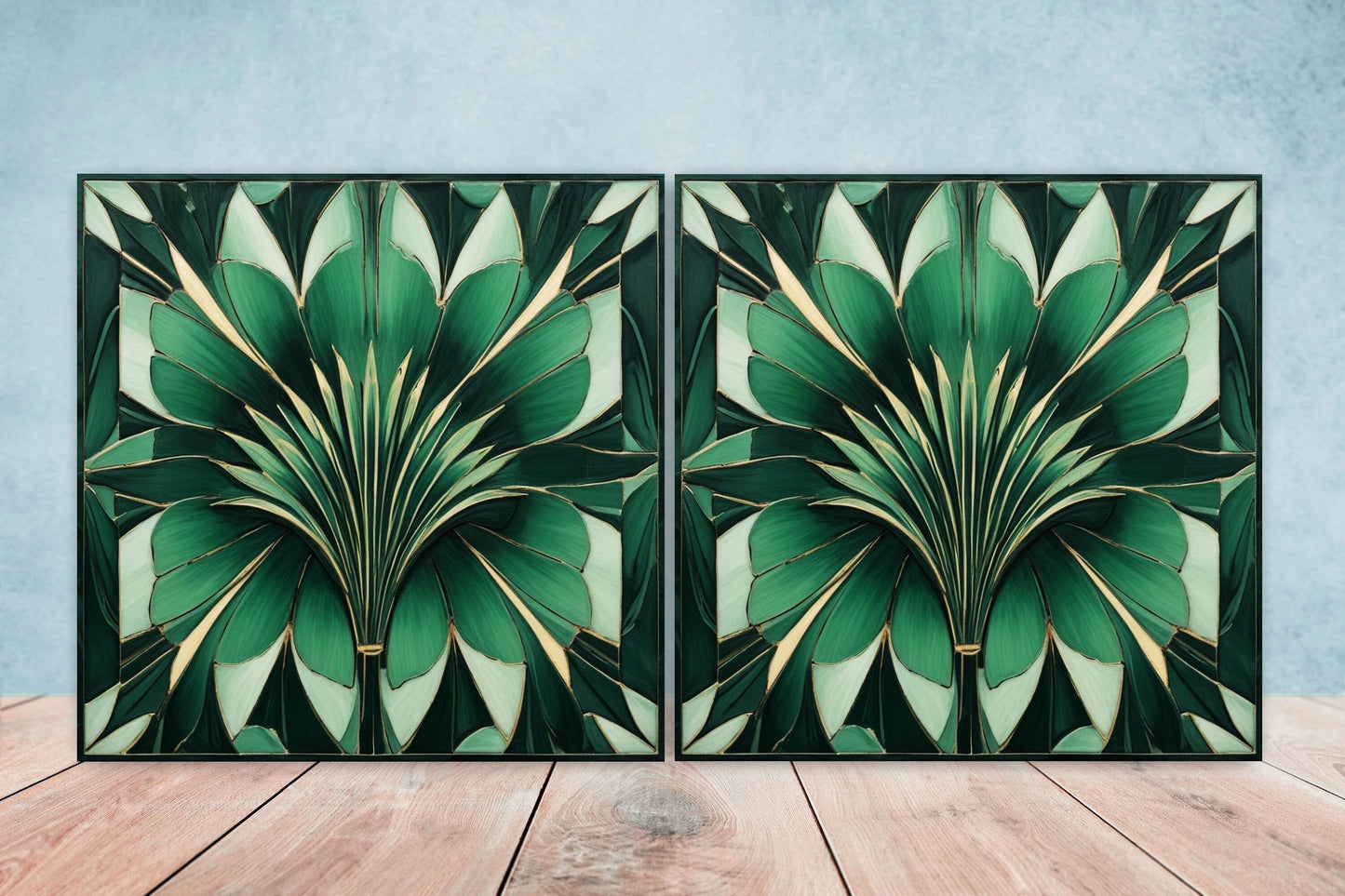 Art Deco Ceramic tiles - Set of 2 Art Deco Wall Decor Geometric Tiles - Kitchen Backsplash Tiles, Table Decorative Tiles, Bathroom Tiles