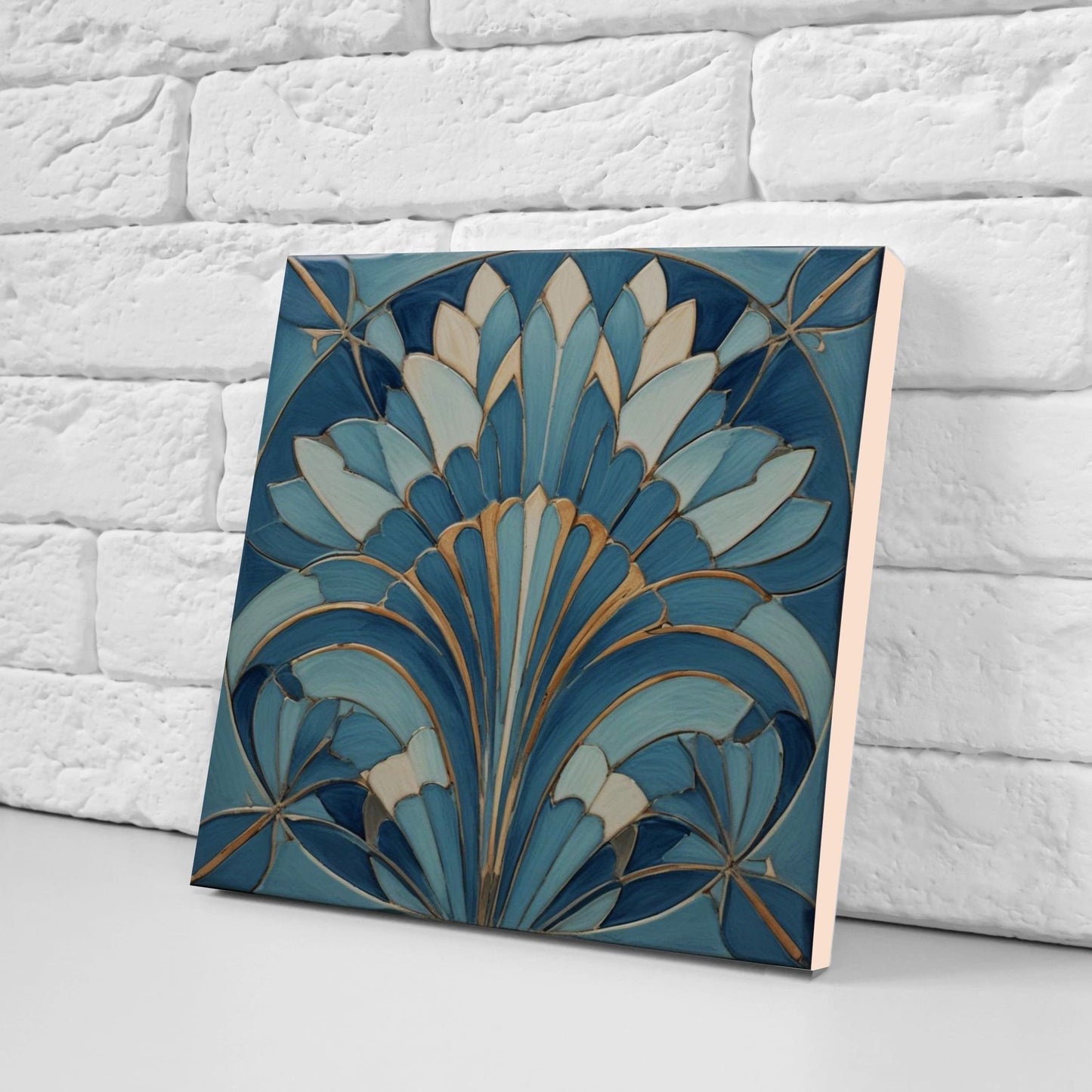 Art Deco Ceramic tiles - Set of 2 Art Deco Wall Decor Geometric Tiles - Kitchen Backsplash Tiles, Table Decorative Tiles, Bathroom Tiles