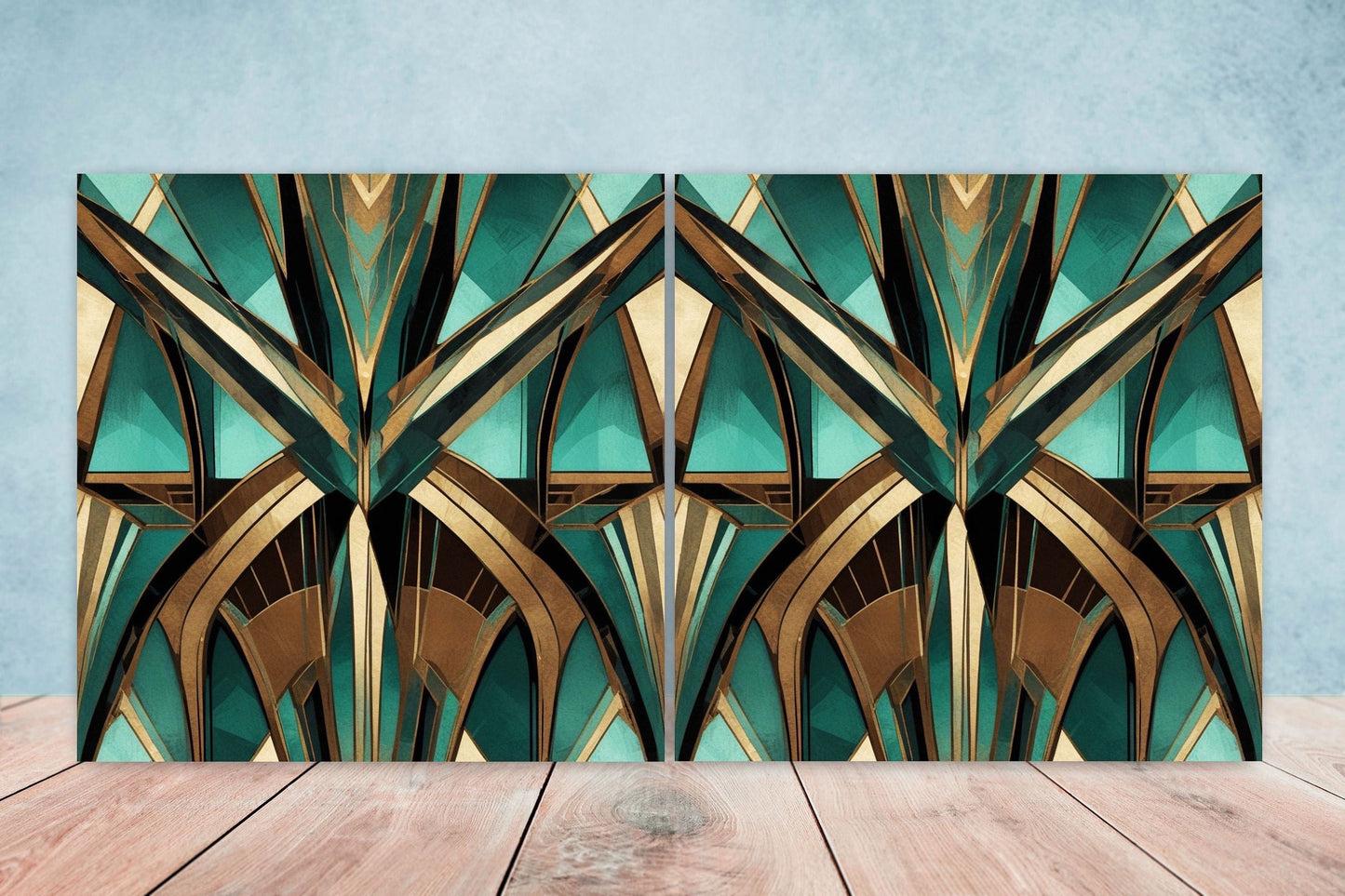 Art Deco Ceramic tiles - Set of 2 Art Deco Wall Decor Geometric Tiles - Kitchen Backsplash Tiles, Table Decorative Tiles, Bathroom Tiles