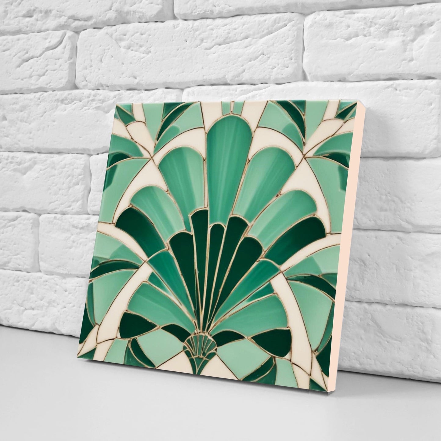 Art Deco Ceramic tiles - Set of 2 Art Deco Wall Decor Geometric Tiles - Kitchen Backsplash Tiles, Table Decorative Tiles, Bathroom Tiles