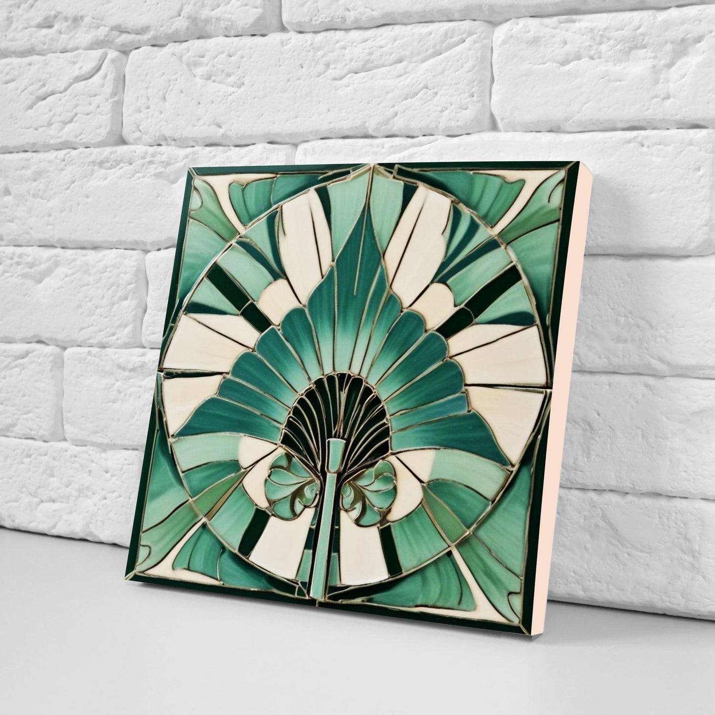 Art Deco Ceramic tiles - Set of 2 Art Deco Wall Decor Geometric Tiles - Kitchen Backsplash Tiles, Table Decorative Tiles, Bathroom Tiles