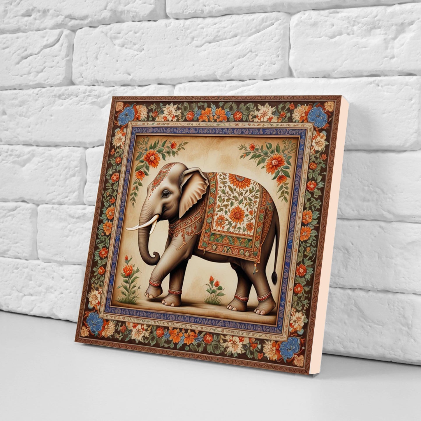 Set of 3 Indian Elephant Ceramic Wall Tiles - Gloss Finish - Elephant Wall Art Print - Elephant art - Elephant Home Decor - Elephant print