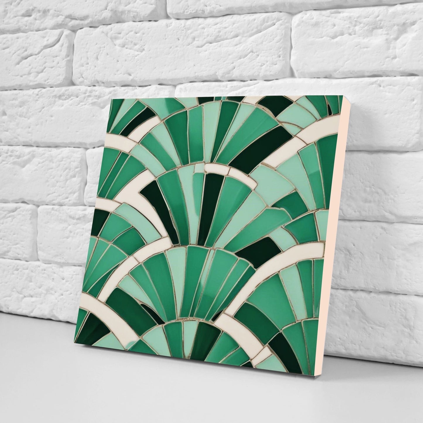 Art Deco Ceramic tiles - Set of 2 Art Deco Wall Decor Geometric Tiles - Kitchen Backsplash Tiles, Table Decorative Tiles, Bathroom Tiles