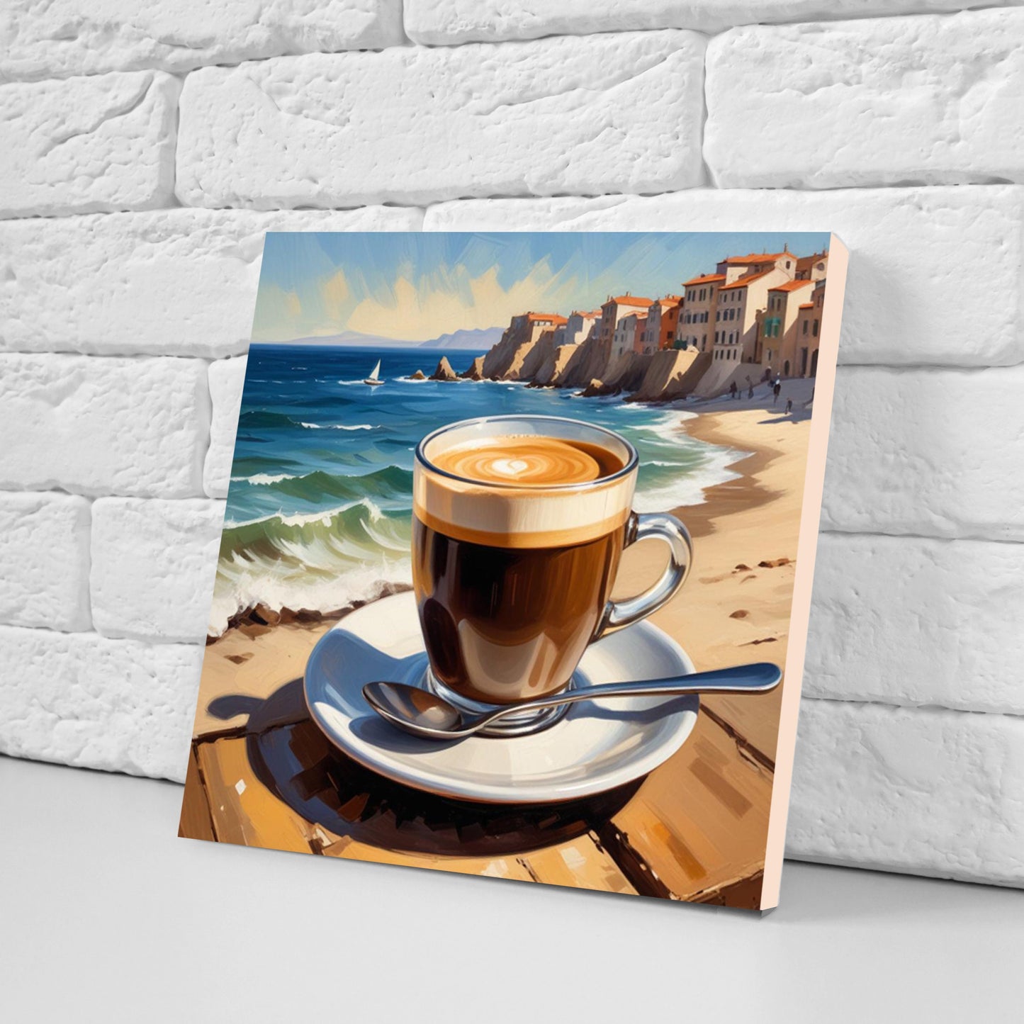 Italian Majolica Espresso coffee Tiles - Set of 3 Italian Wall Decor Tiles - Kitchen Backsplash Tiles, Table Decorative Tiles, Shower Tiles