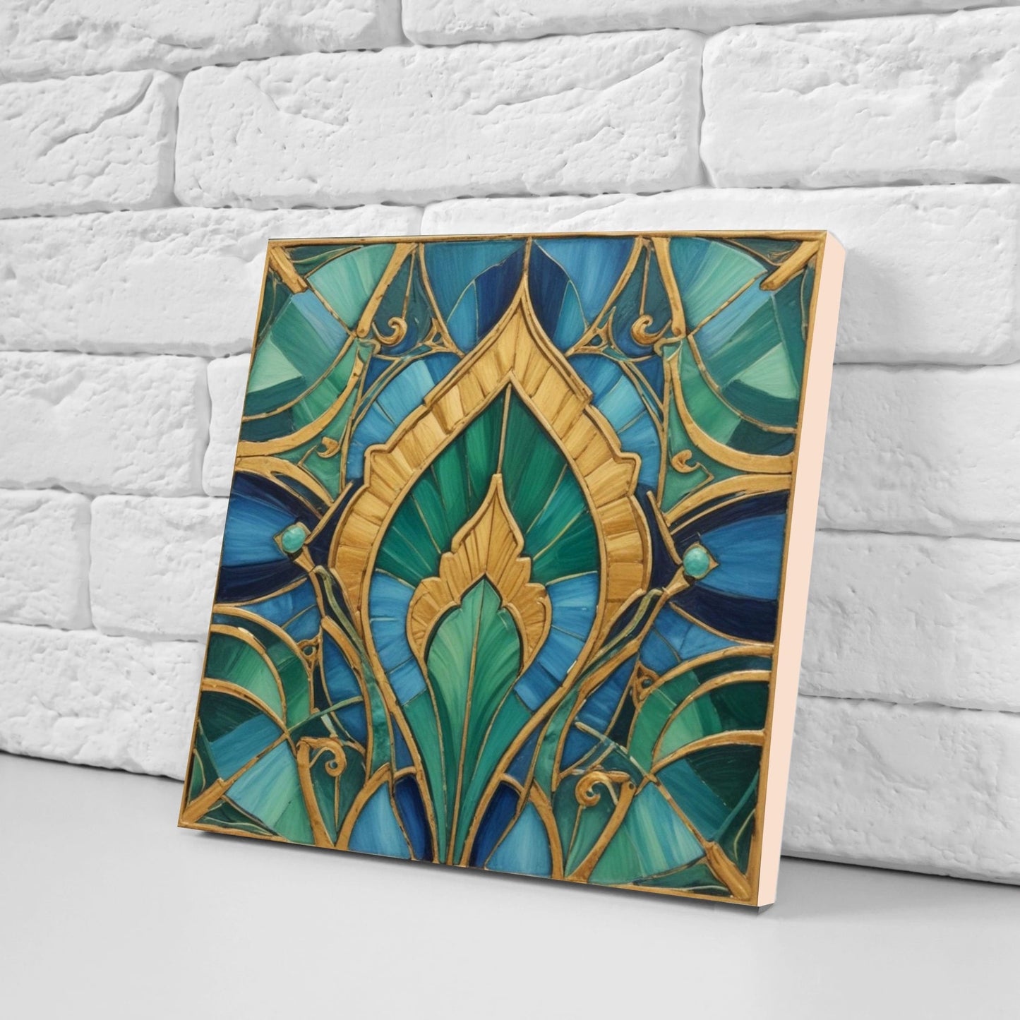 Art Deco Ceramic tiles - Set of 2 Art Deco Wall Decor Geometric Tiles - Kitchen Backsplash Tiles, Table Decorative Tiles, Bathroom Tiles
