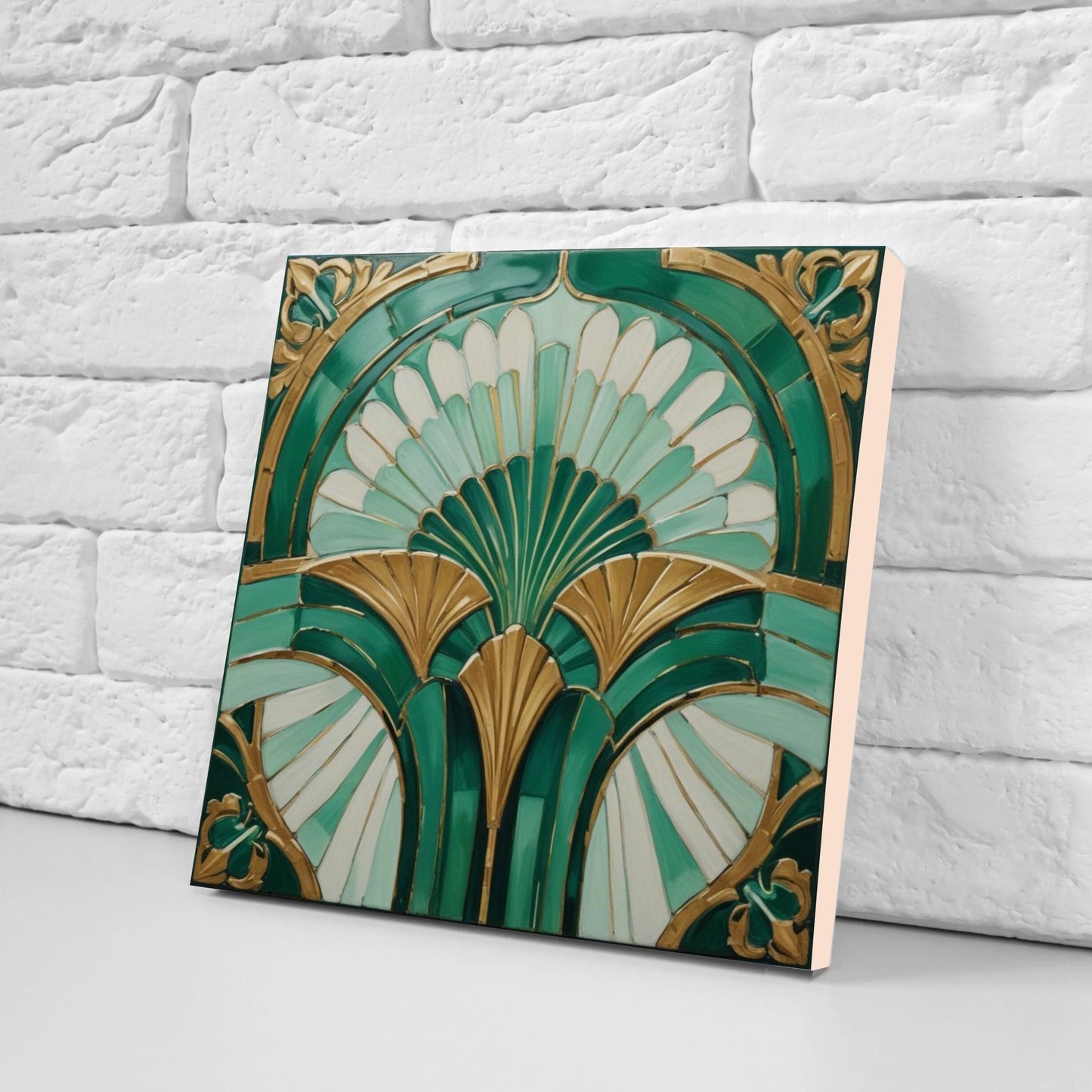 Art Deco Ceramic tiles - Set of 2 Art Deco Wall Decor Geometric Tiles - Kitchen Backsplash Tiles, Table Decorative Tiles, Bathroom Tiles