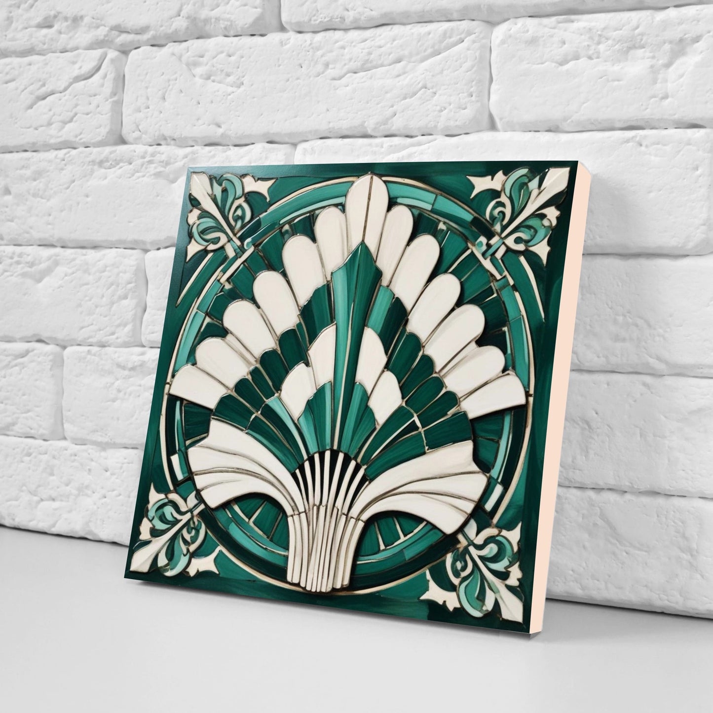 Art Deco Ceramic tiles - Set of 2 Art Deco Wall Decor Geometric Tiles - Kitchen Backsplash Tiles, Table Decorative Tiles, Bathroom Tiles