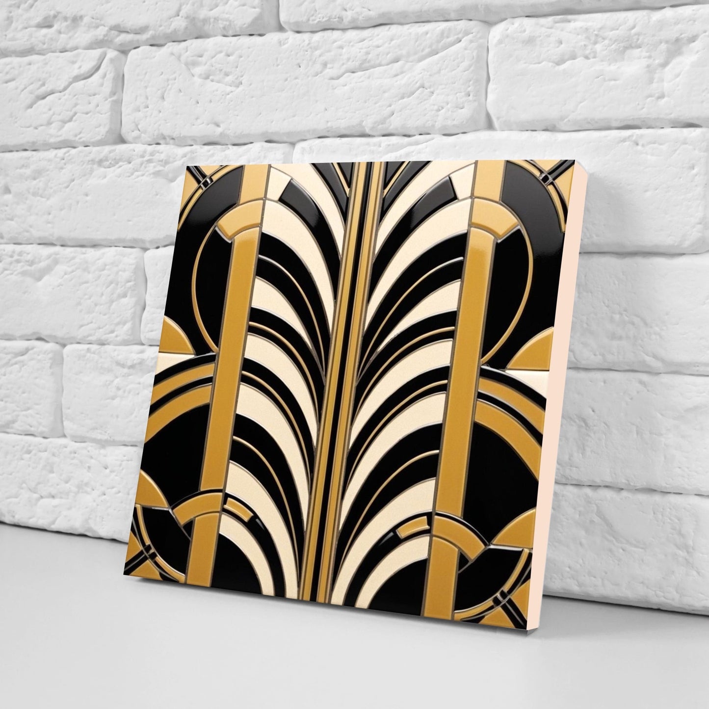 Art Deco Ceramic tiles - Set of 2 Art Deco Wall Decor Geometric Tiles - Kitchen Backsplash Tiles, Table Decorative Tiles, Bathroom Tiles