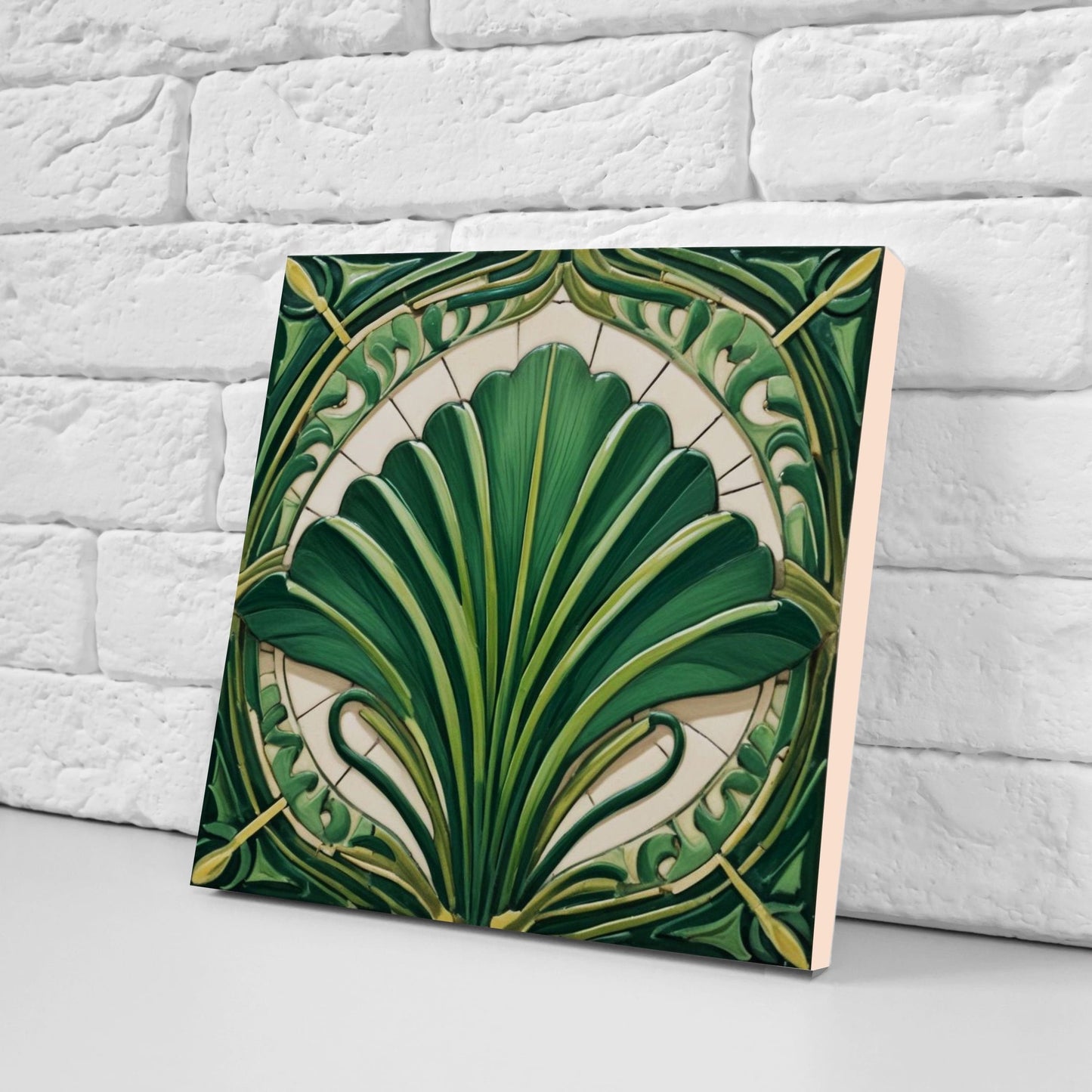 Art Deco Ceramic tiles - Set of 2 Art Deco Wall Decor Geometric Tiles - Kitchen Backsplash Tiles, Table Decorative Tiles, Bathroom Tiles