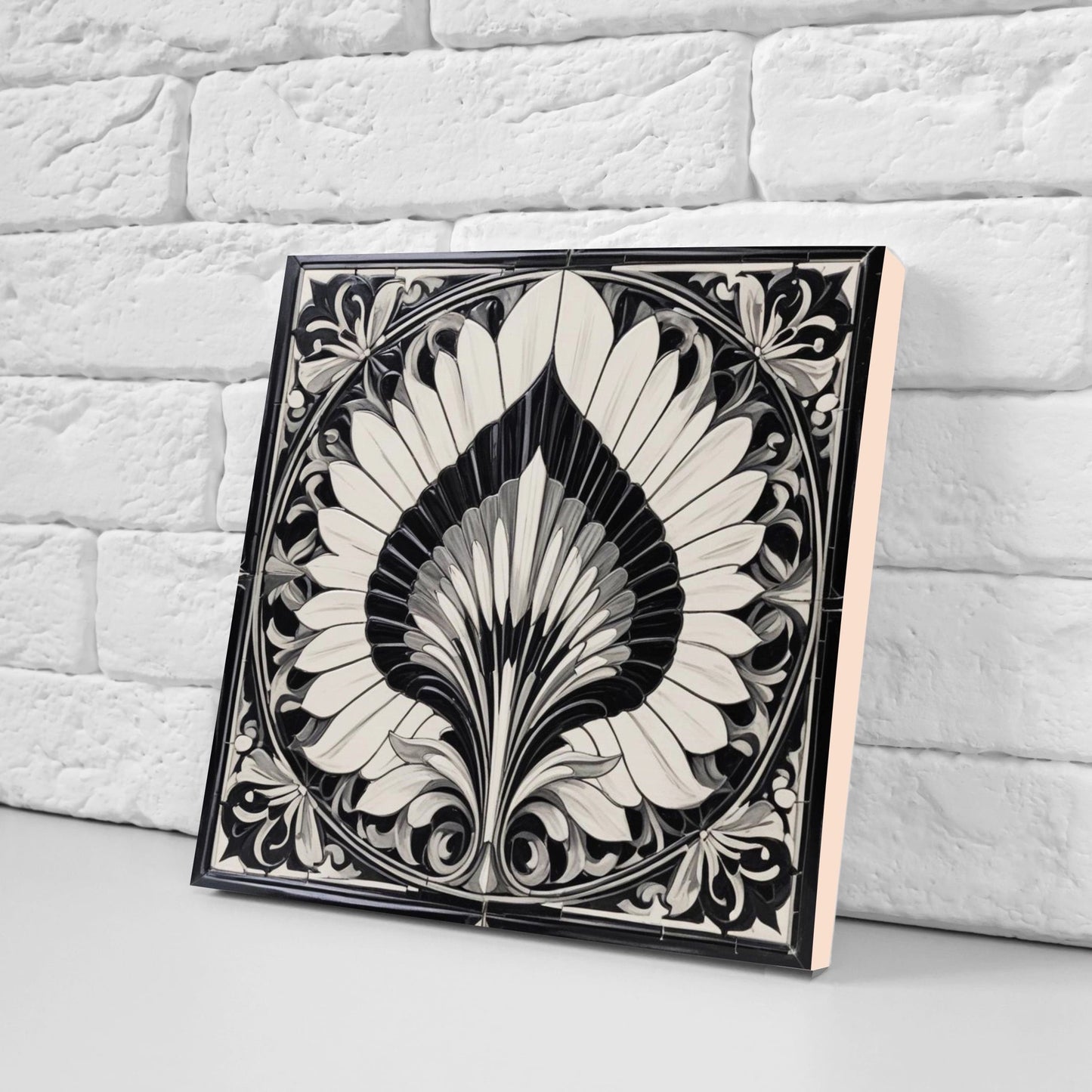 Art Deco Ceramic tiles - Set of 2 Art Deco Wall Decor Geometric Tiles - Kitchen Backsplash Tiles, Table Decorative Tiles, Bathroom Tiles
