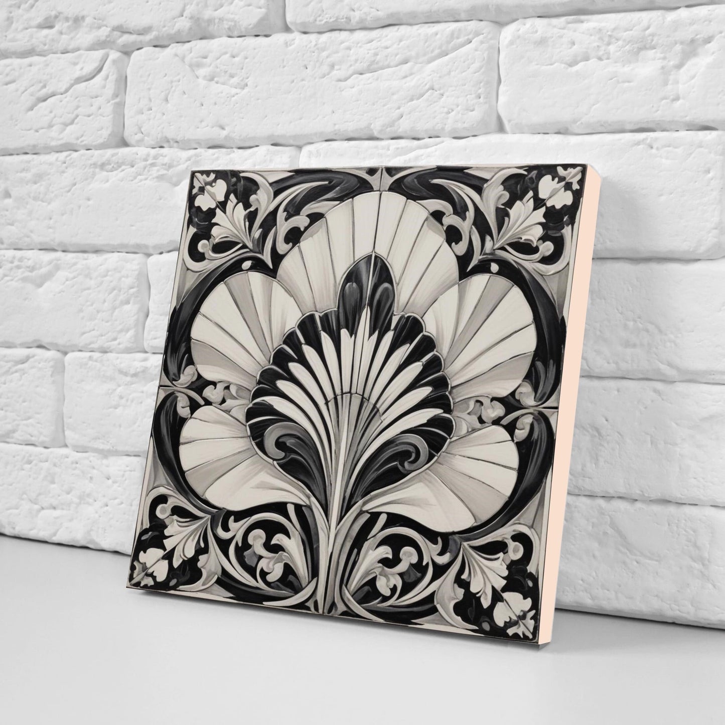 Art Deco Ceramic tiles - Set of 2 Art Deco Wall Decor Geometric Tiles - Kitchen Backsplash Tiles, Table Decorative Tiles, Bathroom Tiles
