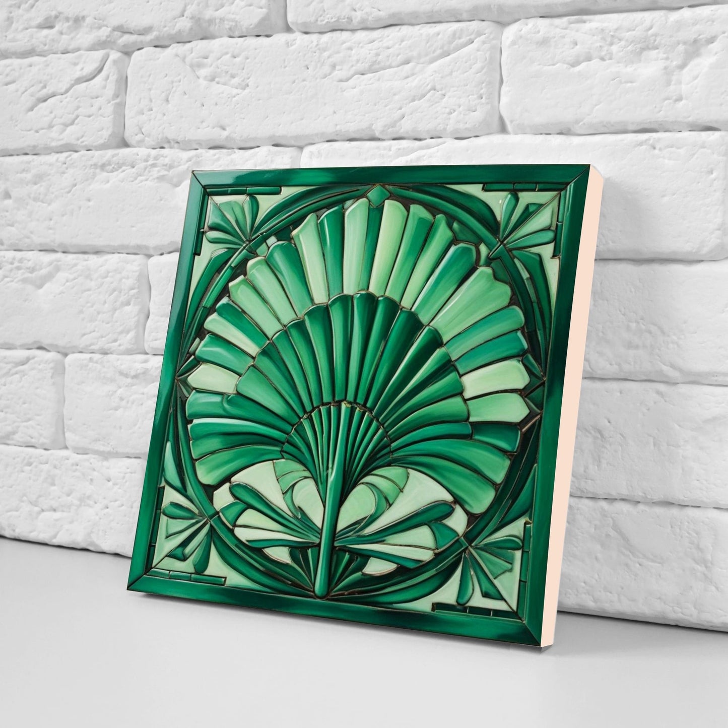 Art Deco Ceramic tiles - Set of 2 Art Deco Wall Decor Geometric Tiles - Kitchen Backsplash Tiles, Table Decorative Tiles, Bathroom Tiles