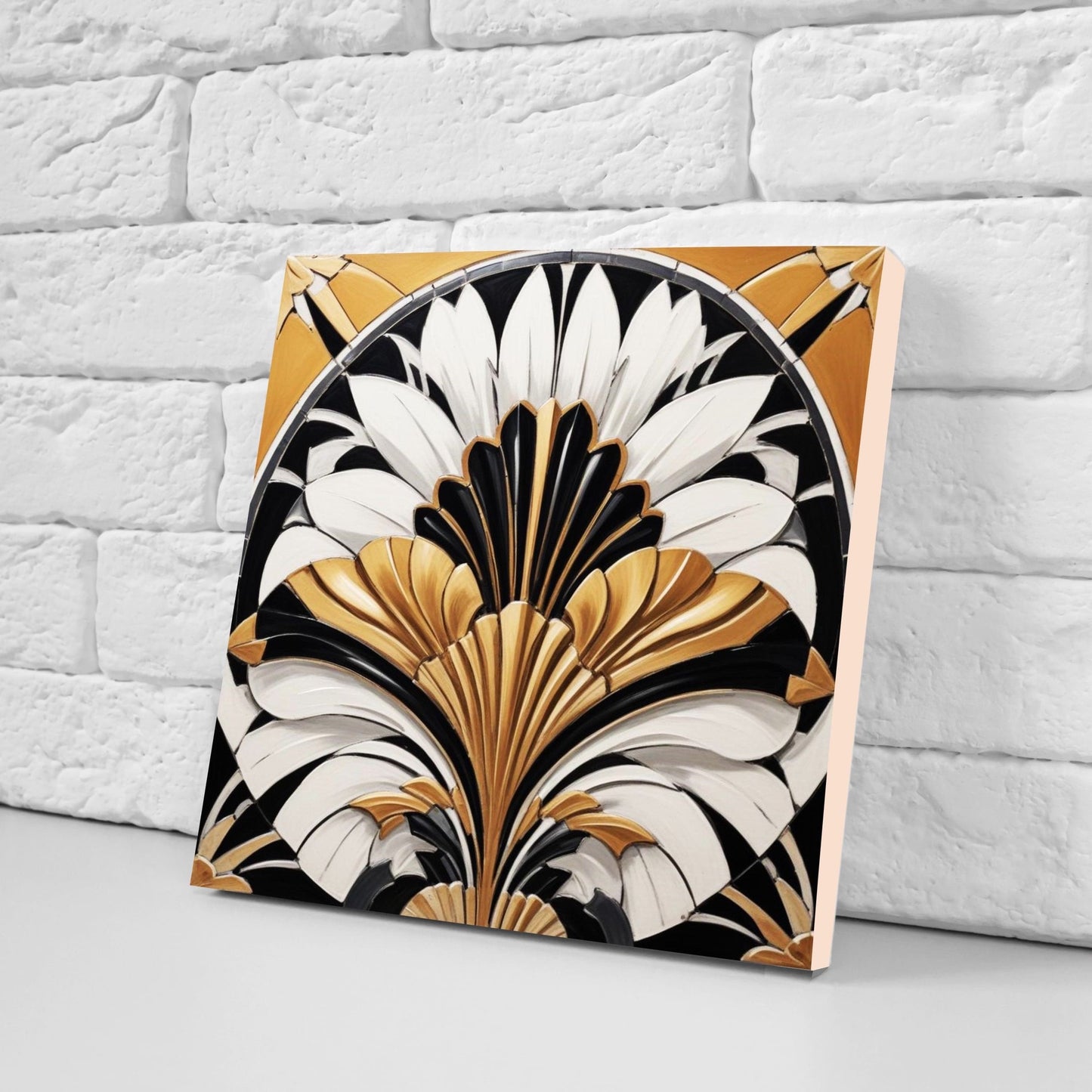Art Deco Ceramic tiles - Set of 2 Art Deco Wall Decor Geometric Tiles - Kitchen Backsplash Tiles, Table Decorative Tiles, Bathroom Tiles
