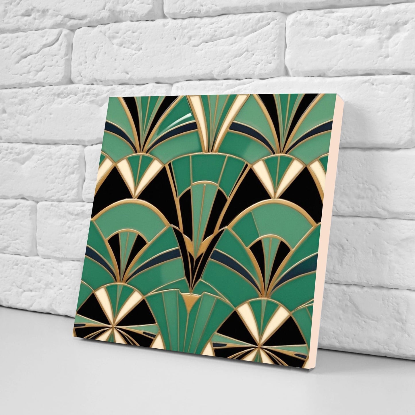 Art Deco Ceramic tiles - Set of 2 Art Deco Wall Decor Geometric Tiles - Kitchen Backsplash Tiles, Table Decorative Tiles, Bathroom Tiles