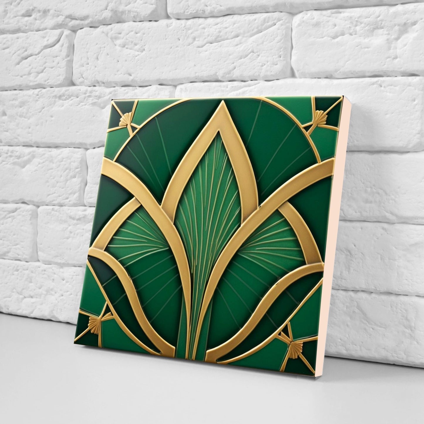 Art Deco Ceramic tiles - Set of 2 Art Deco Wall Decor Geometric Tiles - Kitchen Backsplash Tiles, Table Decorative Tiles, Bathroom Tiles