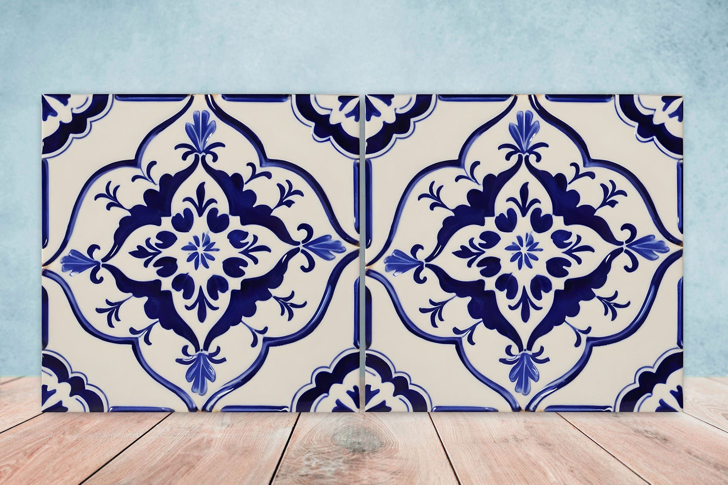 Spanish Ceramic Tiles - Set of 2 Spanish Wall Decor Tiles - Kitchen Backsplash Tiles, Table Decorative Tiles, Bathroom Tiles, Coaster