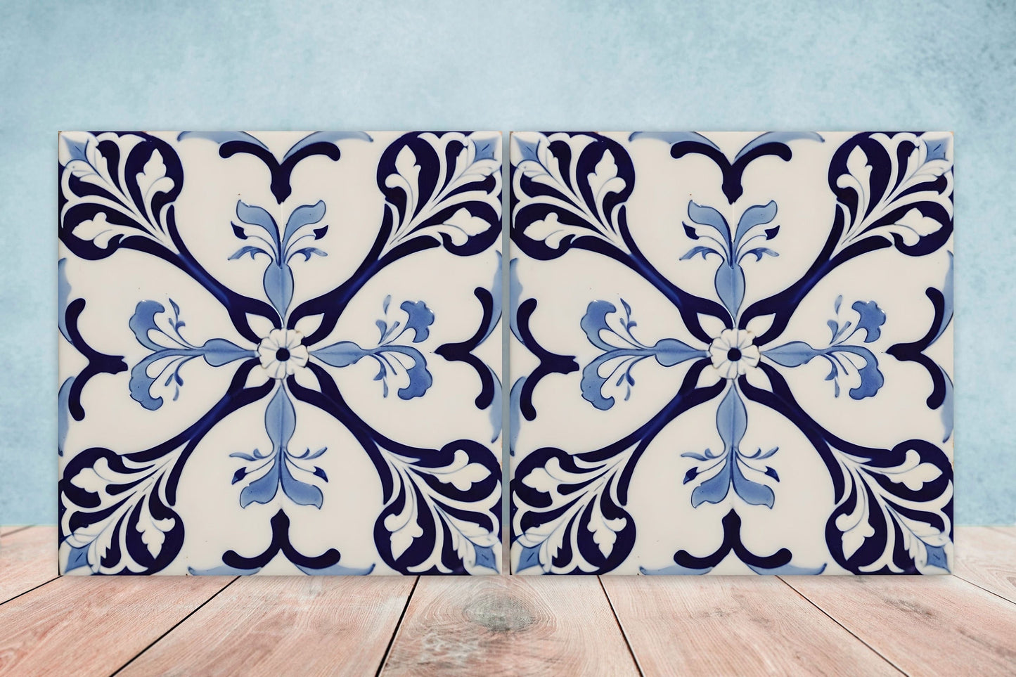 Spanish Ceramic Tiles - Set of 2 Spanish Wall Decor Tiles - Kitchen Backsplash Tiles, Table Decorative Tiles, Bathroom Tiles, Coaster