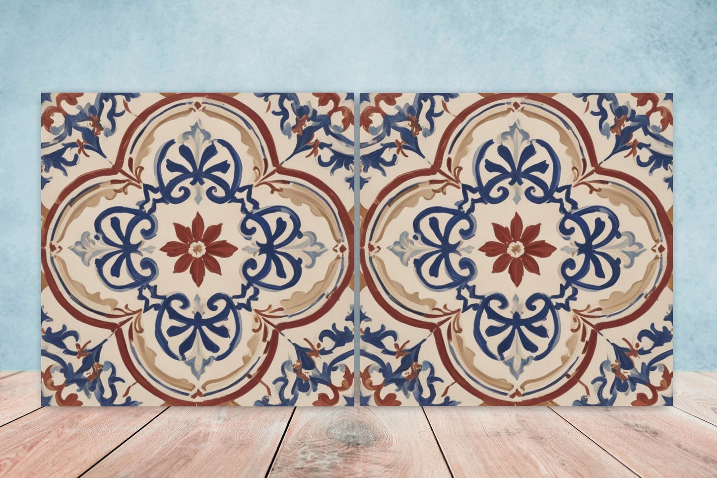 Spanish Ceramic Tiles - Set of 2 Spanish Wall Decor Tiles - Kitchen Backsplash Tiles, Table Decorative Tiles, Bathroom Tiles, Coaster