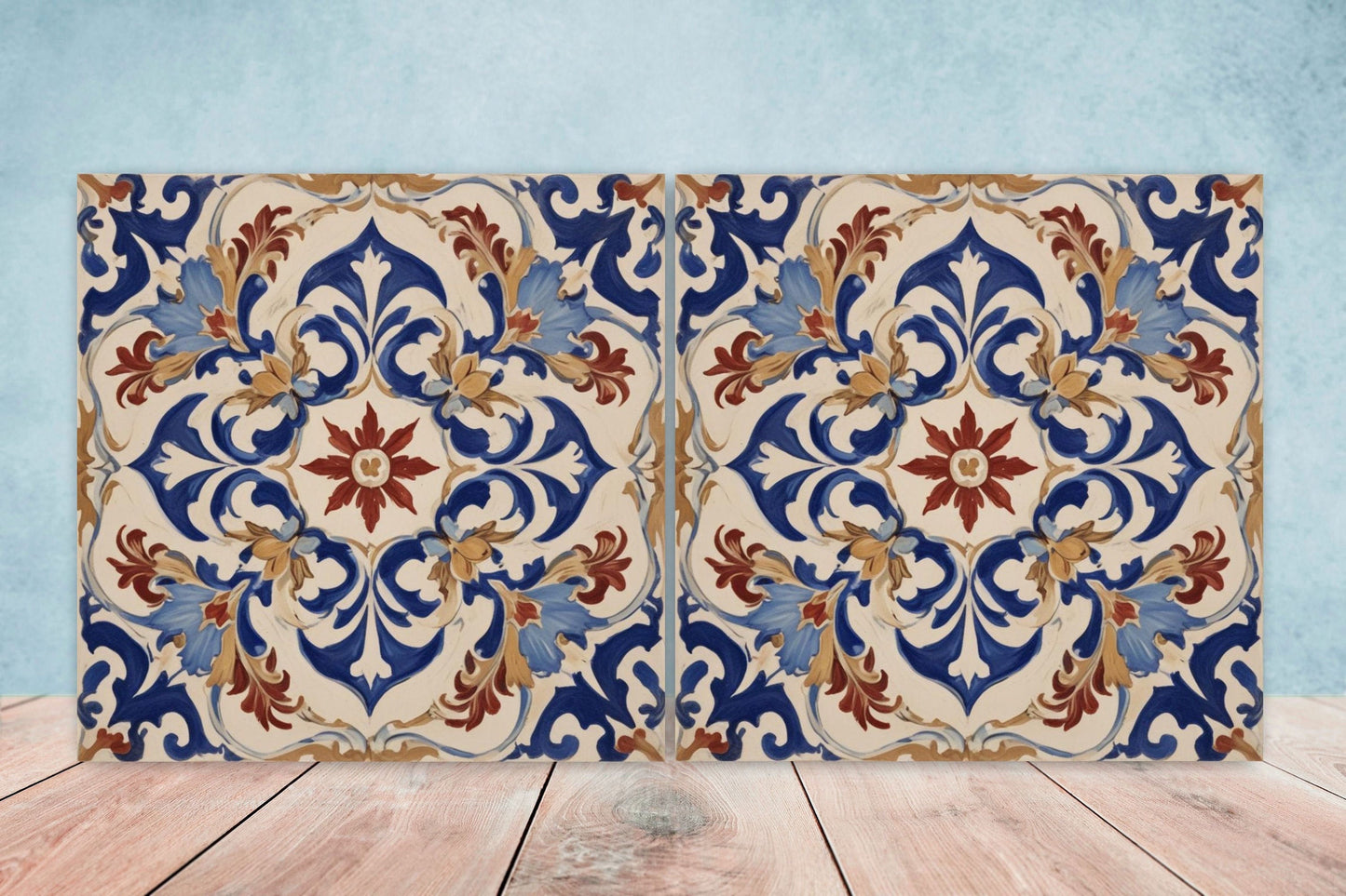 Spanish Ceramic Tiles - Set of 2 Spanish Wall Decor Tiles - Kitchen Backsplash Tiles, Table Decorative Tiles, Bathroom Tiles, Coaster