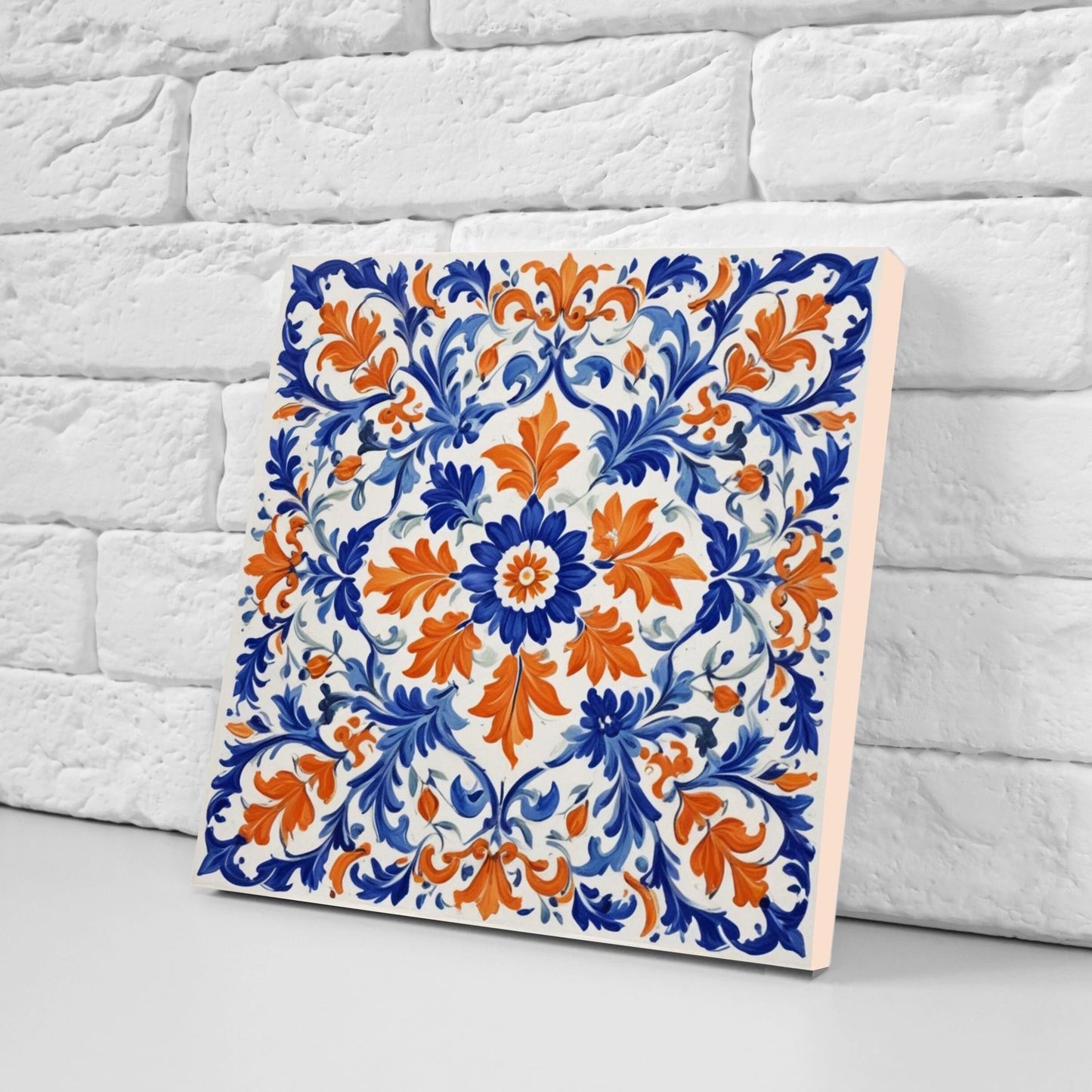 Spanish Ceramic Tiles - Set of 2 Spanish Wall Decor Tiles - Kitchen Backsplash Tiles, Table Decorative Tiles, Bathroom Tiles, Coaster