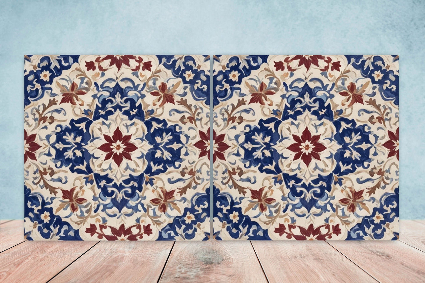 Spanish Ceramic Tiles - Set of 2 Spanish Wall Decor Tiles - Kitchen Backsplash Tiles, Table Decorative Tiles, Bathroom Tiles, Coaster