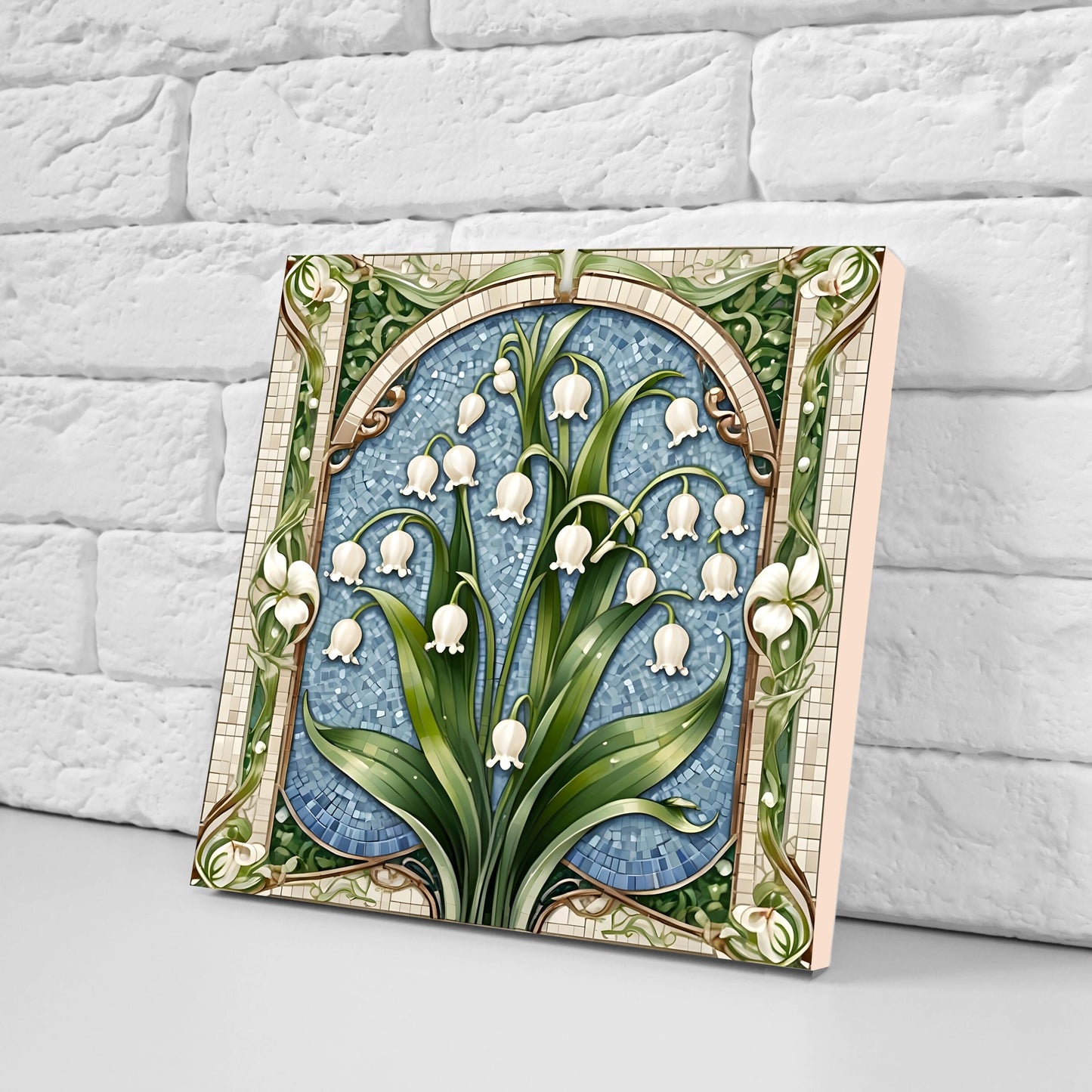 Art Nouveau Flower Ceramic Tiles - Set of 2 Art Nouveau Wall Decor Tiles - Kitchen Backsplash Tiles, Table Decorative Tiles, Bathroom Tiles