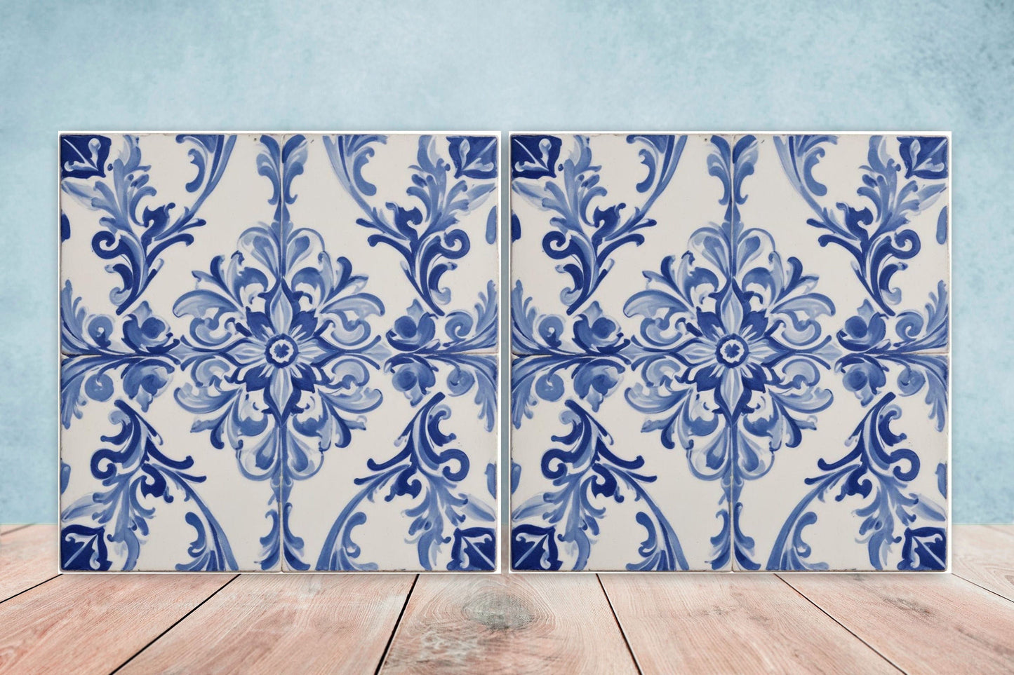 Spanish Ceramic Tiles - Set of 2 Spanish Wall Decor Tiles - Kitchen Backsplash Tiles, Table Decorative Tiles, Bathroom Tiles, Coaster