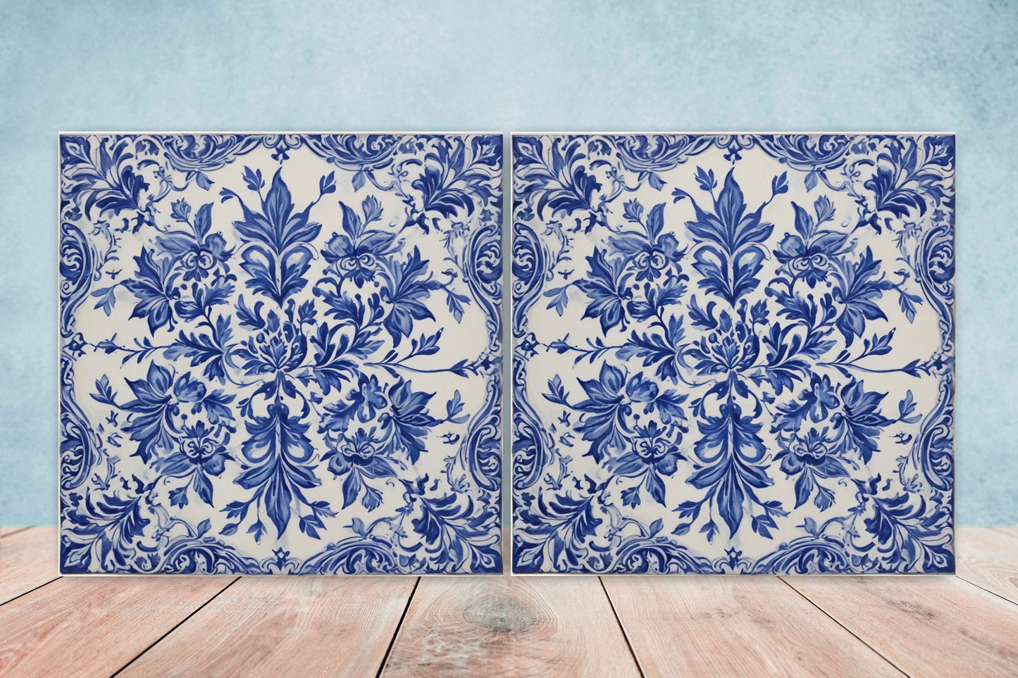 Spanish Ceramic Tiles - Set of 2 Spanish Wall Decor Tiles - Kitchen Backsplash Tiles, Table Decorative Tiles, Bathroom Tiles, Coaster