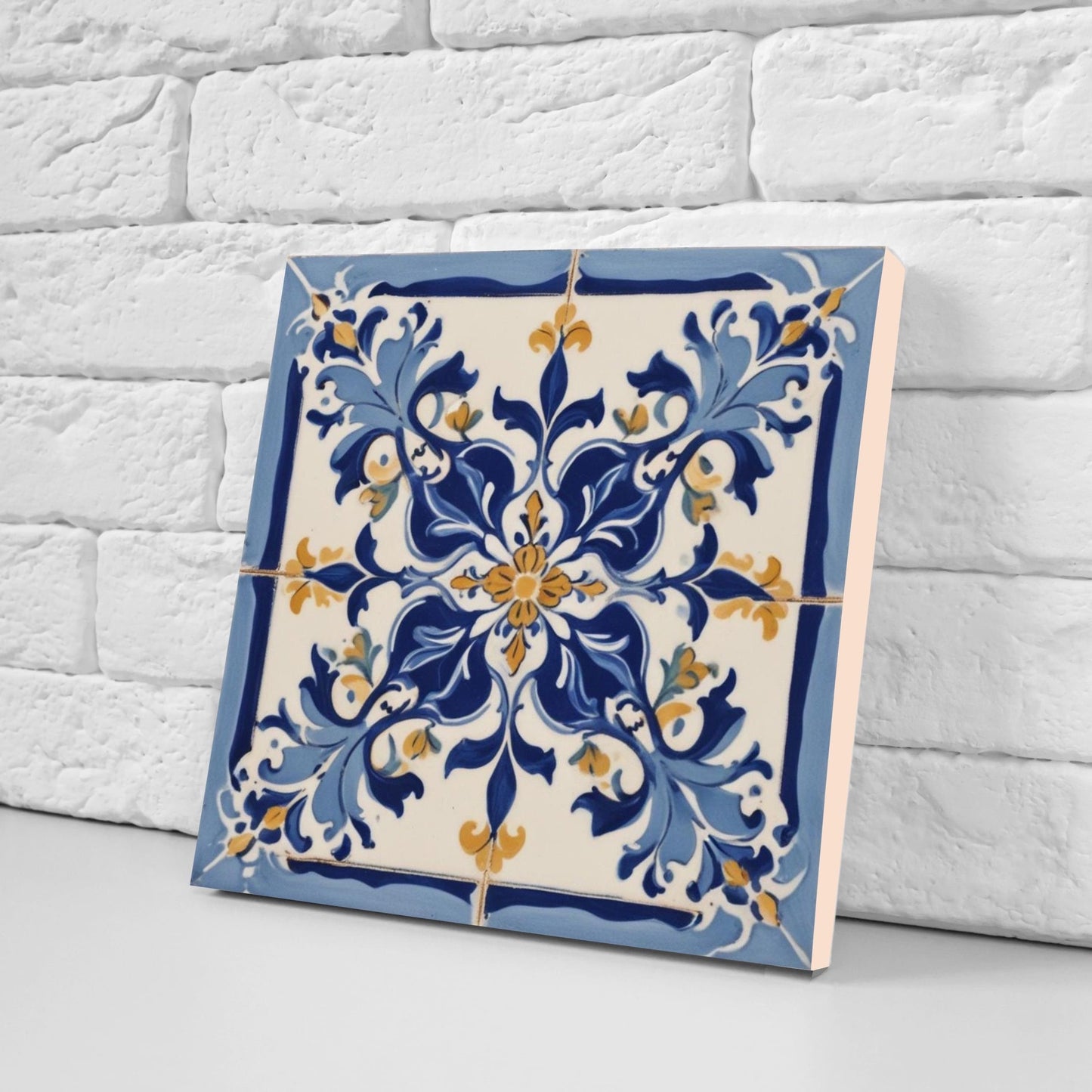 Spanish Ceramic Tiles - Set of 2 Spanish Wall Decor Tiles - Kitchen Backsplash Tiles, Table Decorative Tiles, Bathroom Tiles, Coaster