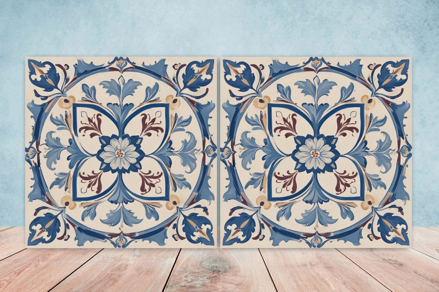 Spanish Ceramic Tiles - Set of 2 Spanish Wall Decor Tiles - Kitchen Backsplash Tiles, Table Decorative Tiles, Bathroom Tiles, Coaster