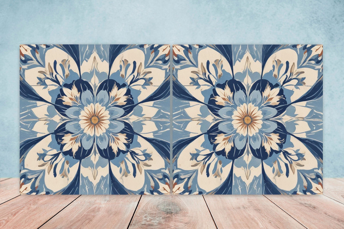 Spanish Ceramic Tiles - Set of 2 Spanish Wall Decor Tiles - Kitchen Backsplash Tiles, Table Decorative Tiles, Bathroom Tiles, Coaster