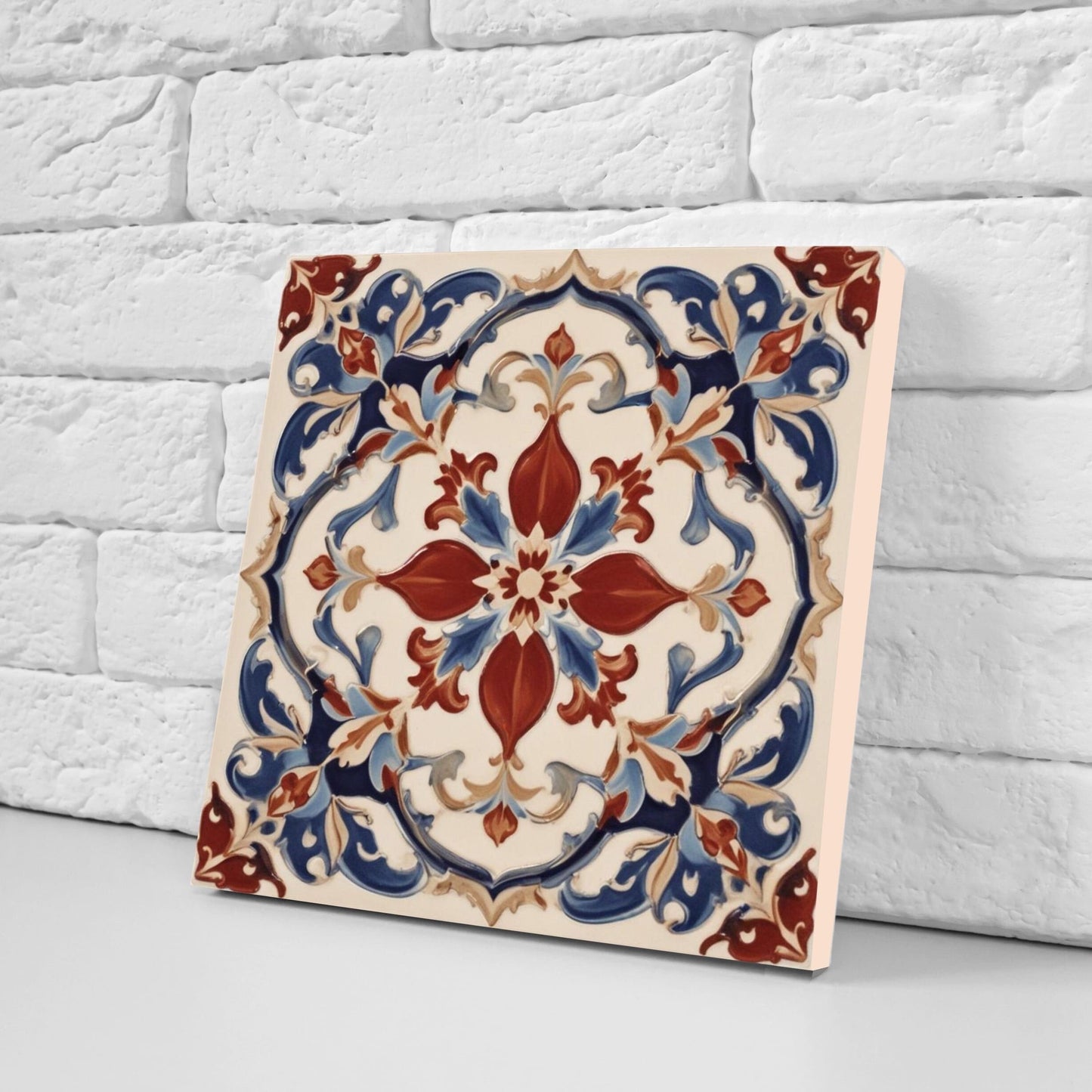 Spanish Ceramic Tiles - Set of 2 Spanish Wall Decor Tiles - Kitchen Backsplash Tiles, Table Decorative Tiles, Bathroom Tiles, Coaster