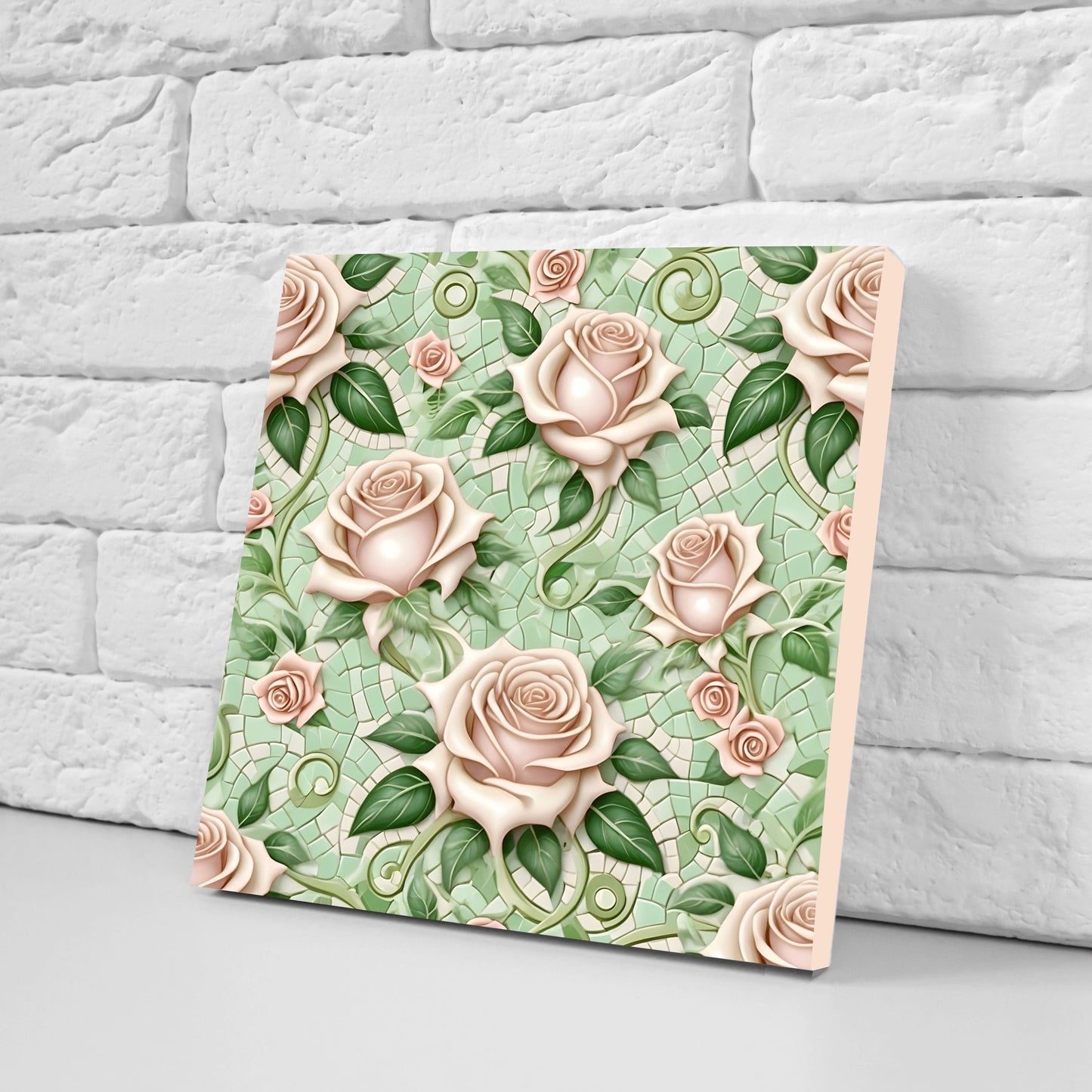 Art Nouveau Flower Ceramic tiles - Set of 2 Art Nouveau Wall Decor Tiles - Kitchen Backsplash Tiles, Table Decorative Tiles, Bathroom Tiles