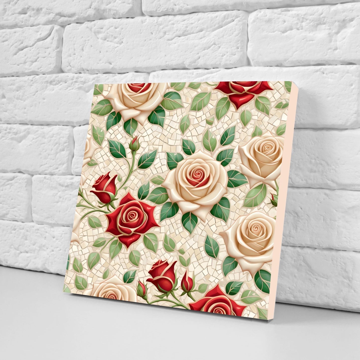 Art Nouveau Flower Ceramic tiles - Set of 2 Art Nouveau Wall Decor Tiles - Kitchen Backsplash Tiles, Table Decorative Tiles, Bathroom Tiles