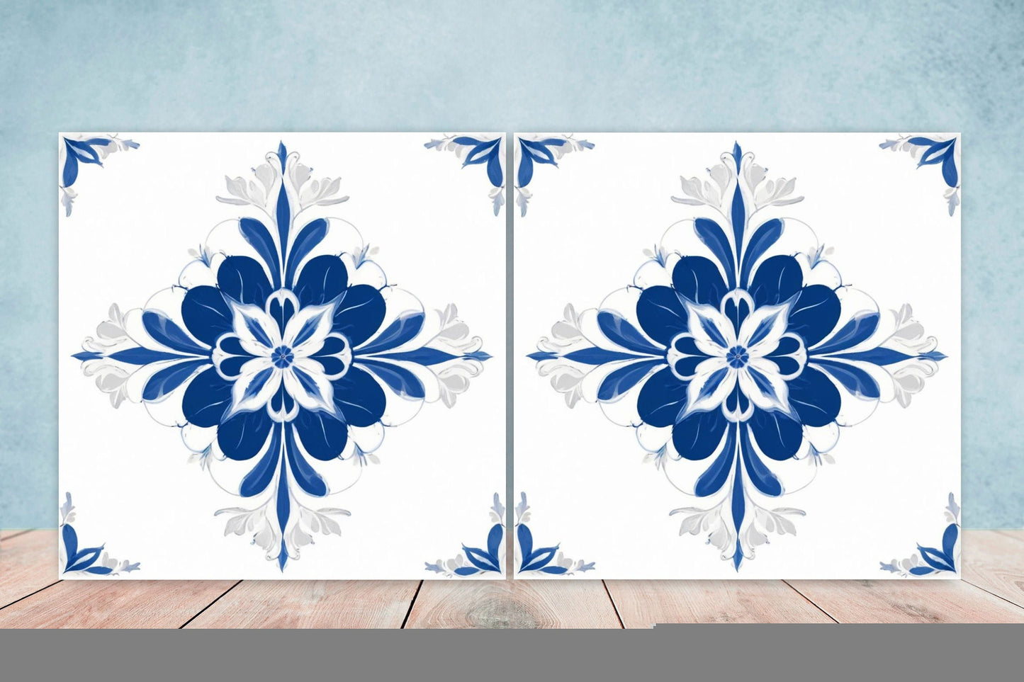 Spanish Ceramic Tiles - Set of 2 Spanish Wall Decor Tiles - Kitchen Backsplash Tiles, Table Decorative Tiles, Bathroom Tiles, Coaster