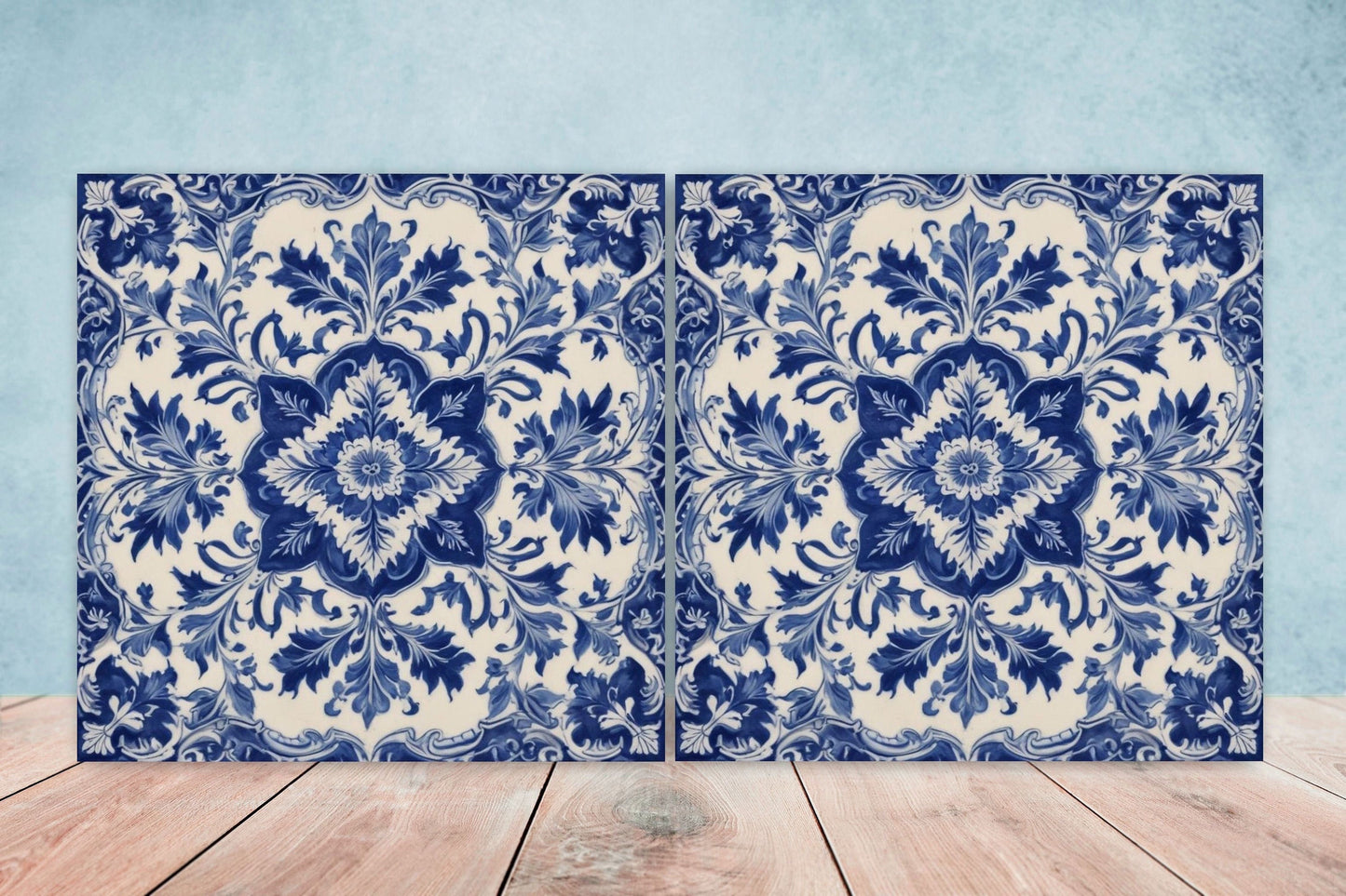 Spanish Ceramic Tiles - Set of 2 Spanish Wall Decor Tiles - Kitchen Backsplash Tiles, Table Decorative Tiles, Bathroom Tiles, Coaster