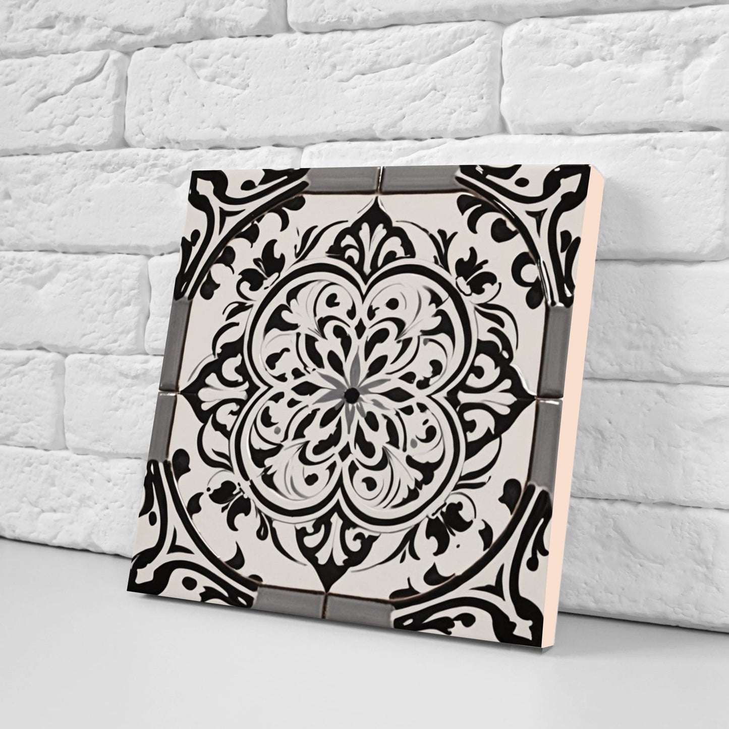 Spanish Ceramic Flower Tiles - Set of 2 Spanish Wall Decor Tiles - Kitchen Backsplash Tiles, Table Decorative Tiles, Bathroom Tiles, Coaster
