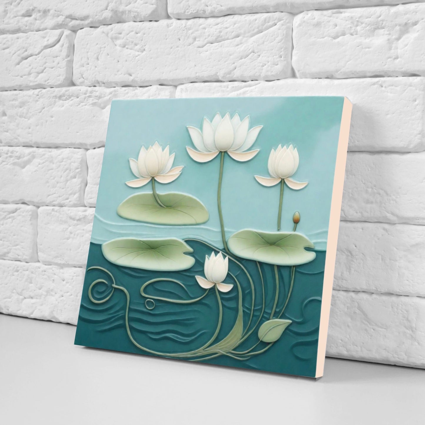Art Nouveau Flower Ceramic Tiles - Set of 2 Art Nouveau Wall Decor Tiles - Kitchen Backsplash Tiles, Table Decorative Tiles, Bathroom Tiles