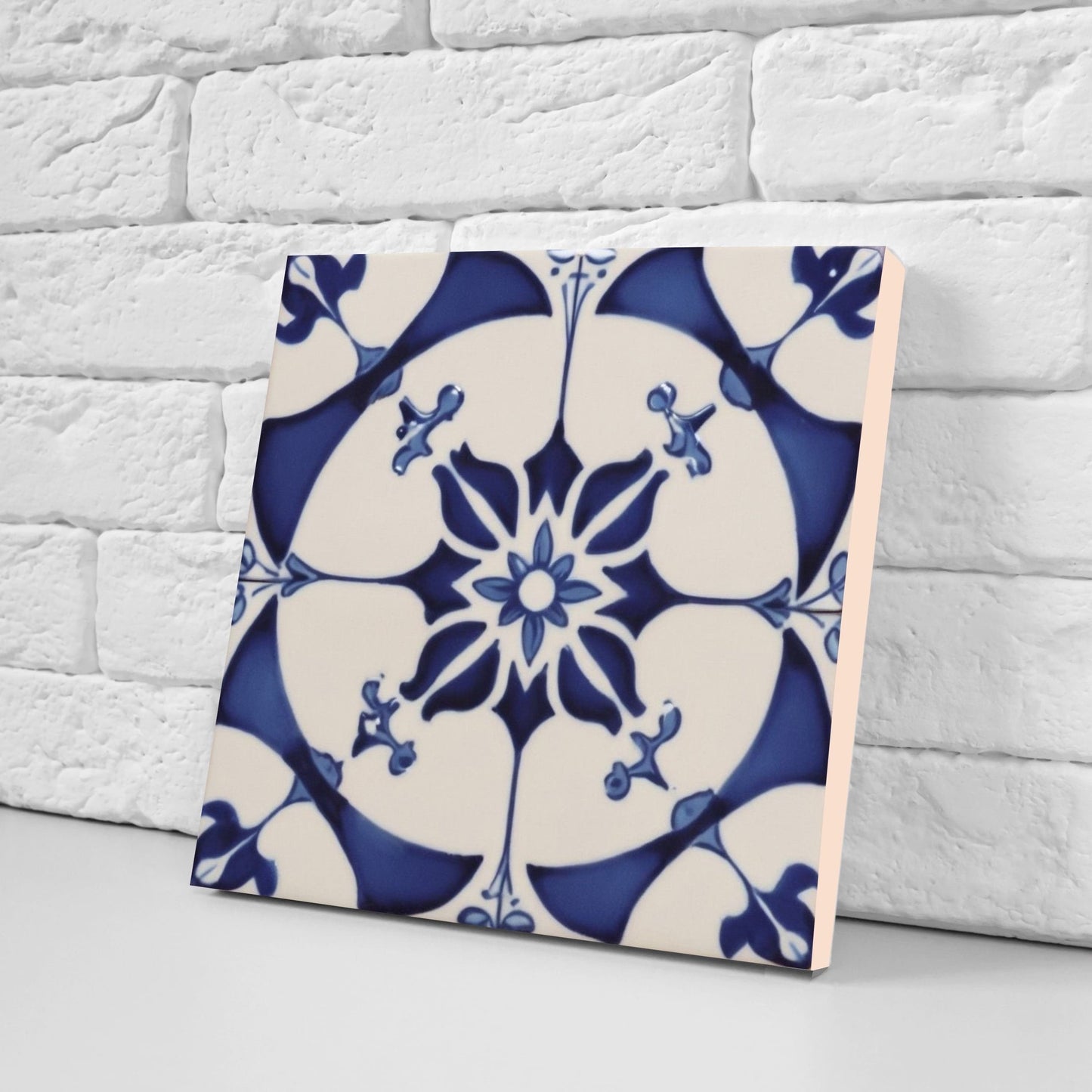 Spanish Ceramic Flower Tiles - Set of 2 Spanish Wall Decor Tiles - Kitchen Backsplash Tiles, Table Decorative Tiles, Bathroom Tiles, Coaster