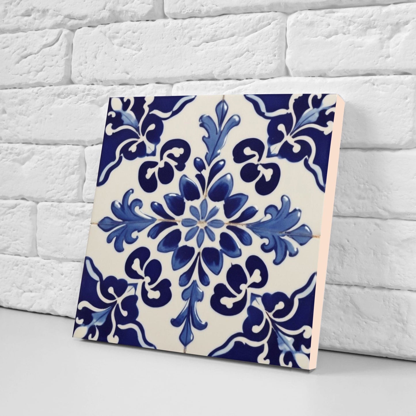Spanish Ceramic Flower Tiles - Set of 2 Spanish Wall Decor Tiles - Kitchen Backsplash Tiles, Table Decorative Tiles, Bathroom Tiles, Coaster